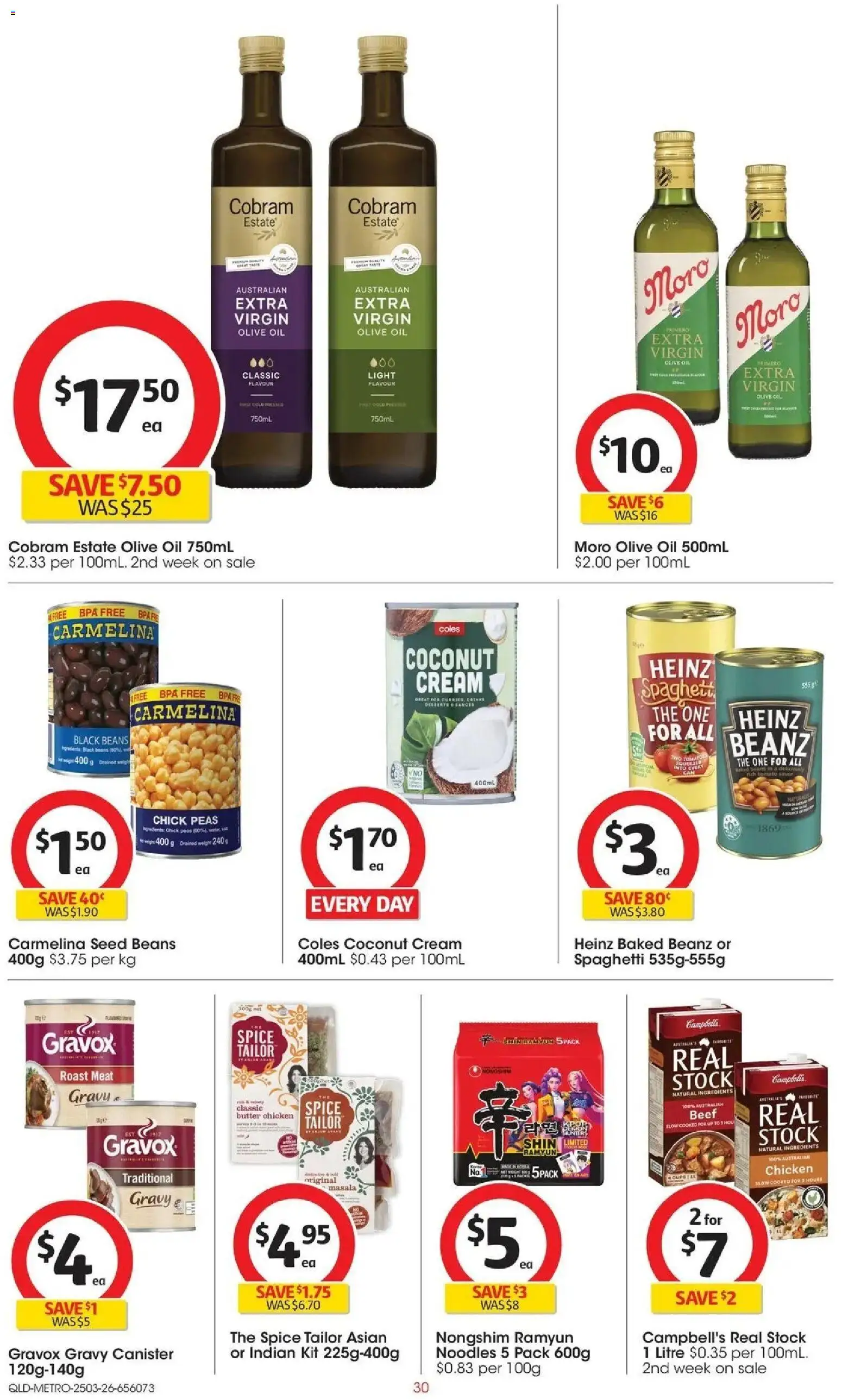 Coles catalogue - valid from 24.03.2026 | Page: 30 | Products: Noodles, Beef, Olive oil, Cream