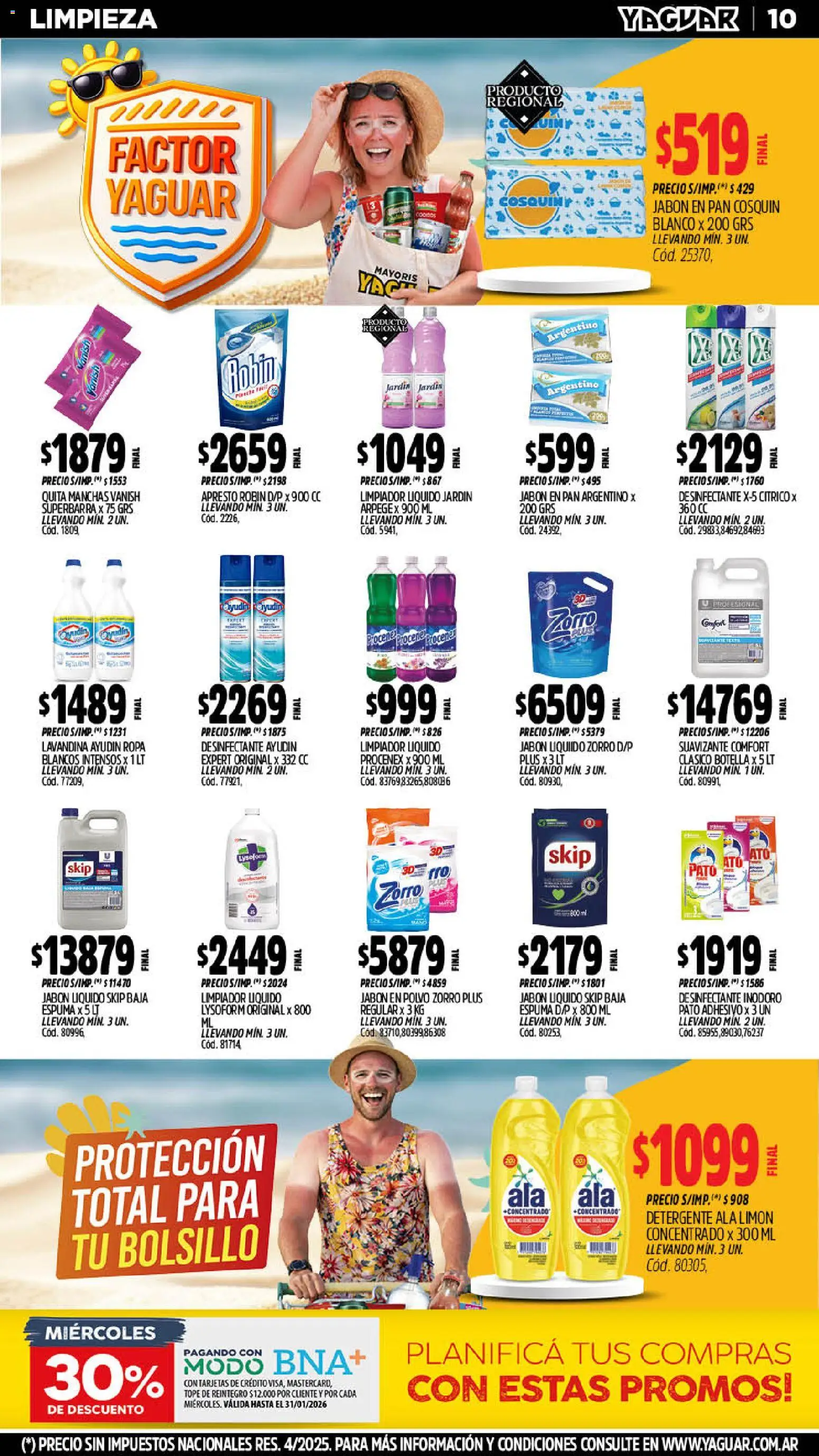 Yaguar - Oferta Semanal Misiones │ válido desde el 19.01.2026 | Página: 10 | Productos: Desinfectante, Jabón, Pan, Limpiador