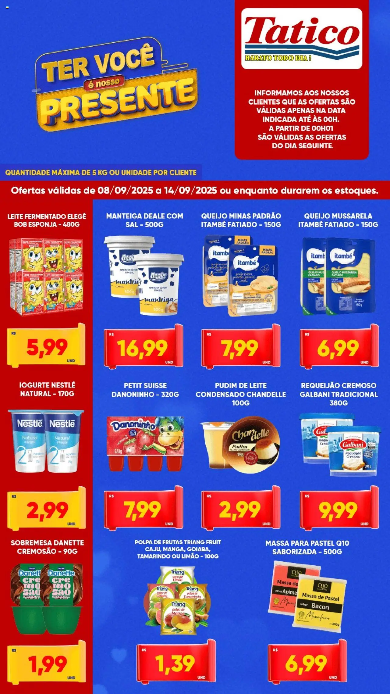 Tatico Folheto - válido de 08.09.2025 | Página: 2 | Produtos: Esponja, Leite, Manteiga, Queijo