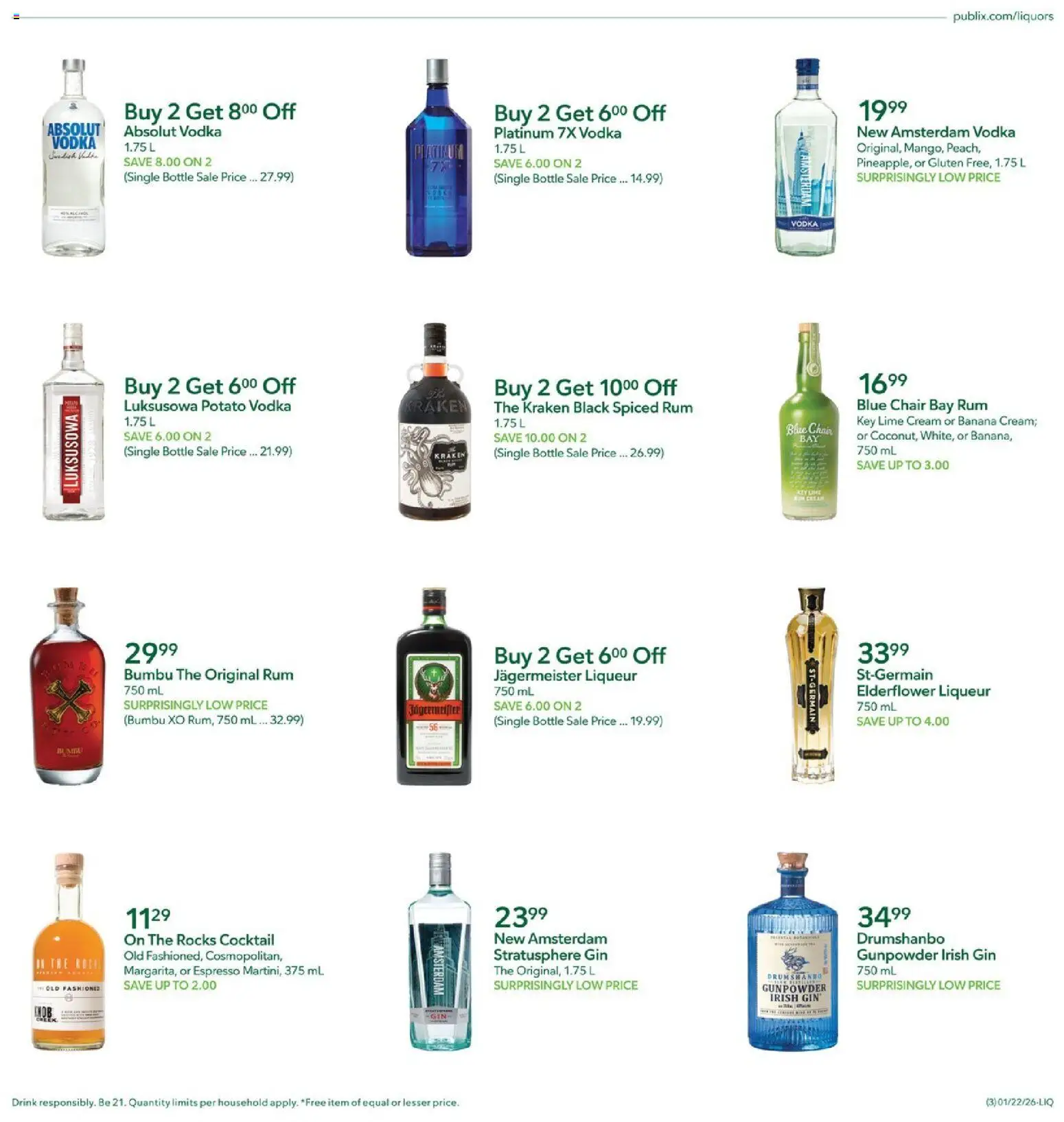 Publix Liquor - valid from 22.01.2026 | Page: 3 | Products: Chair, Cream, Vodka, Lime
