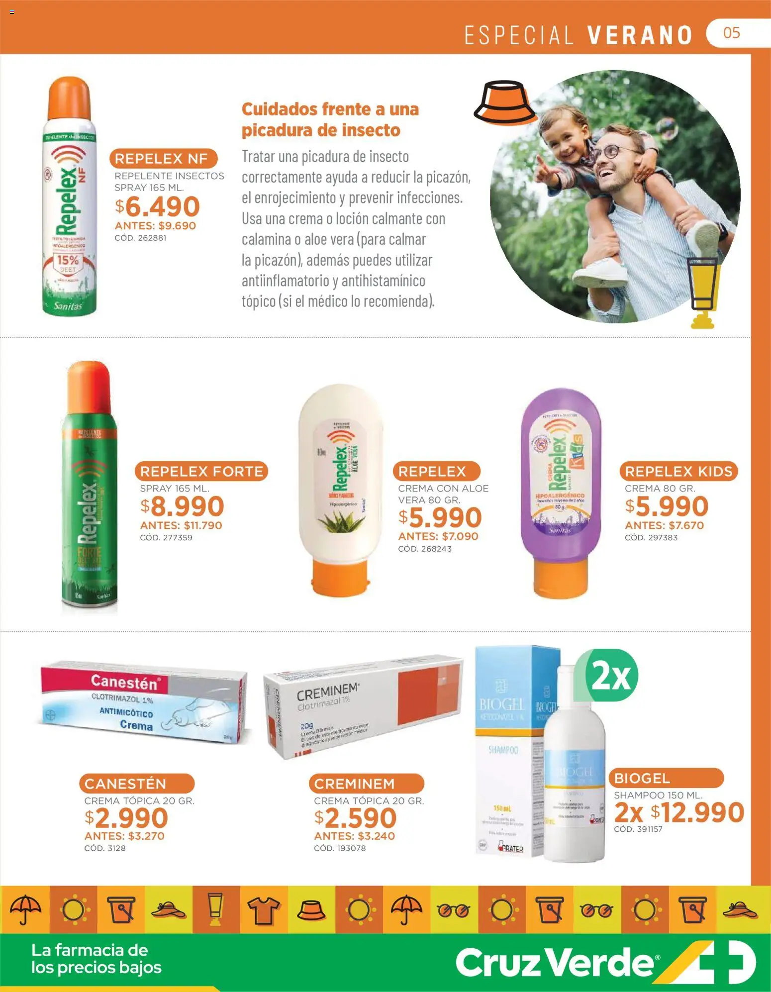 Cruz Verde - Ahorro Verano │ válido desde el 01.01.2026 | Página: 5 | Productos: Antiinflamatorio, Repelente, Shampoo, Crema