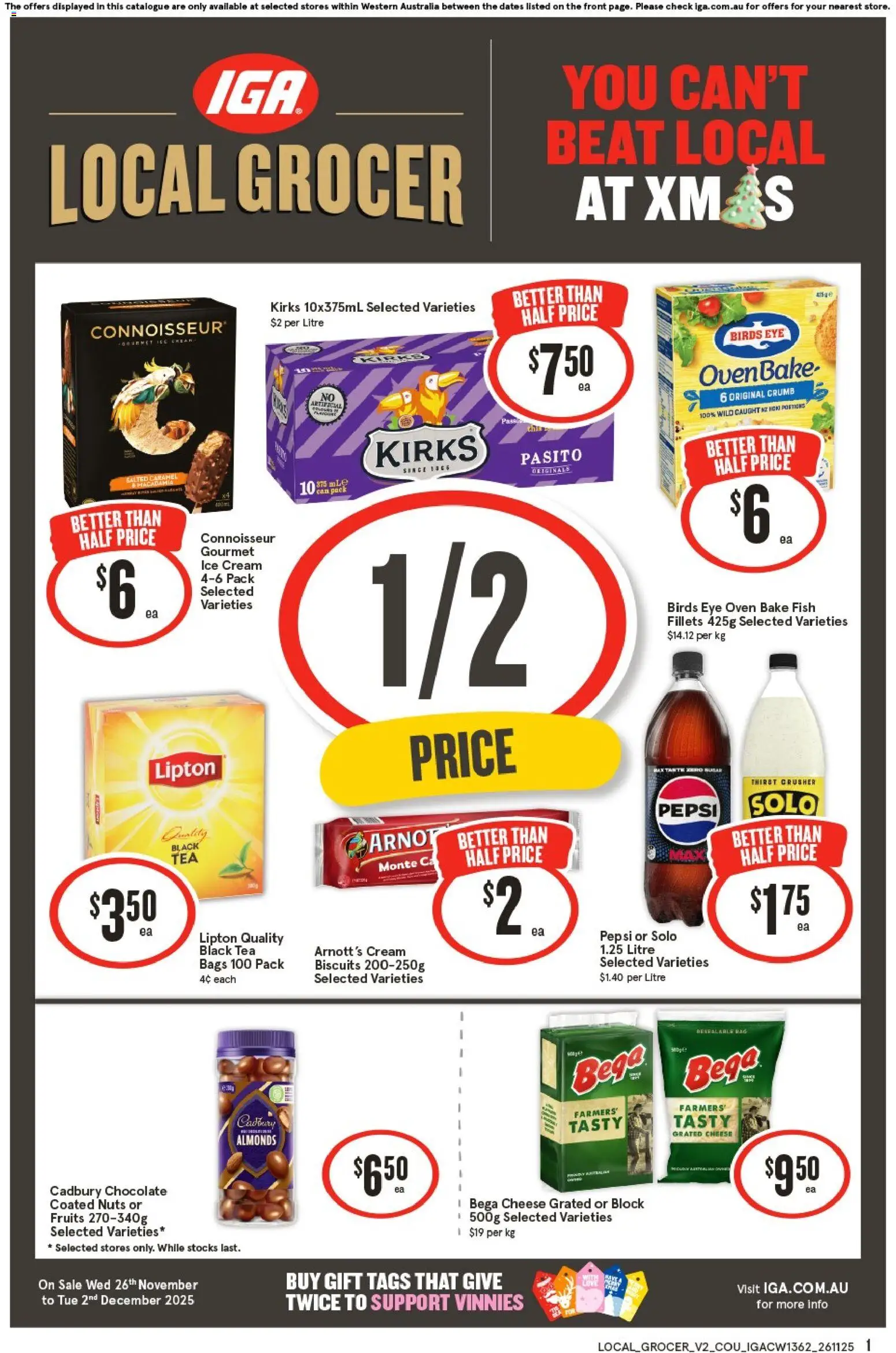 IGA catalogue - valid from 26.11.2025 | Page: 1 | Products: Pepsi, Biscuits, Ice cream, Oven