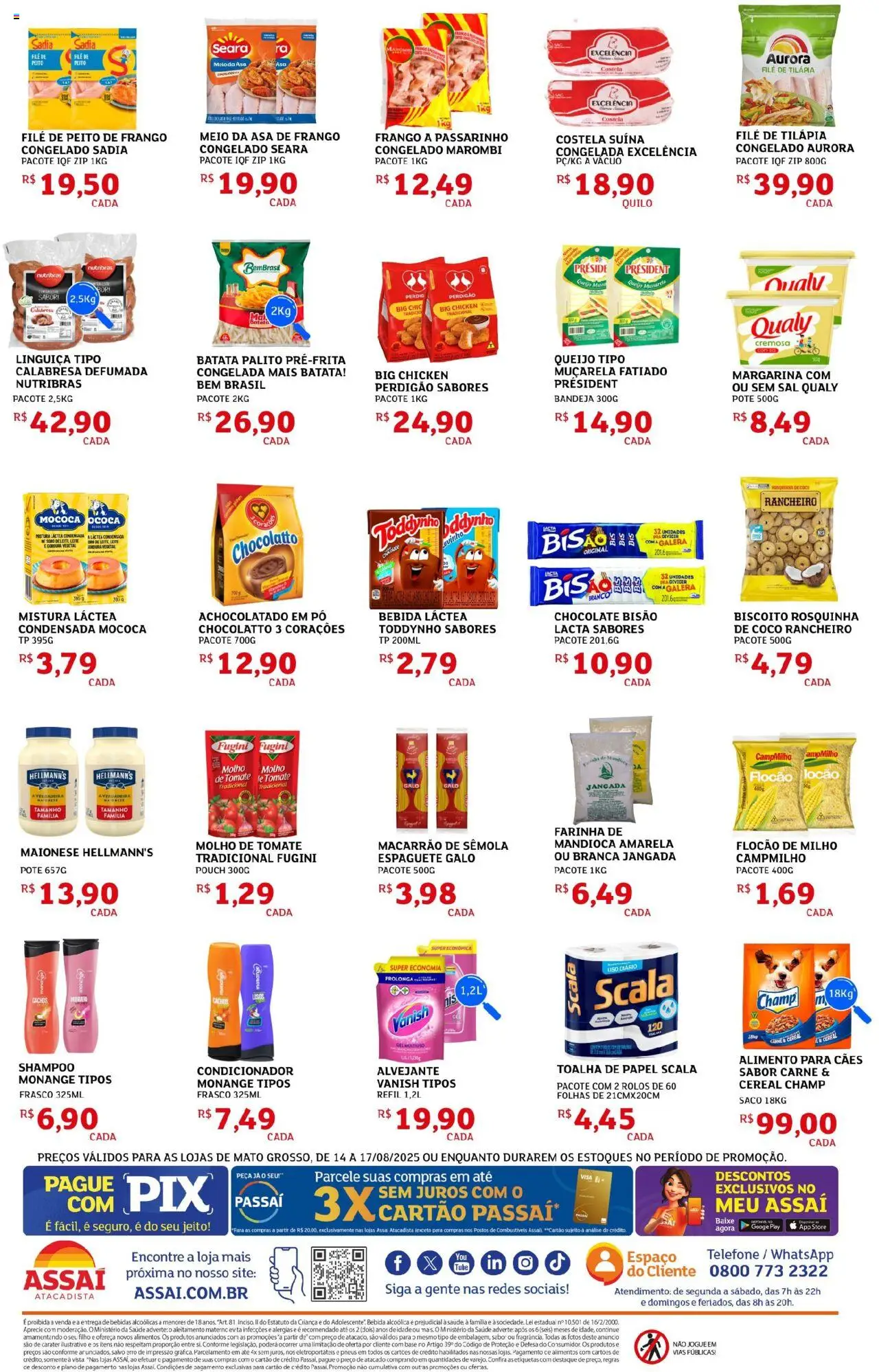 Assaí Atacadista Folheto - válido de 14.08.2025 | Página: 2 | Produtos: Mandioca, Queijo, Batata, Sal