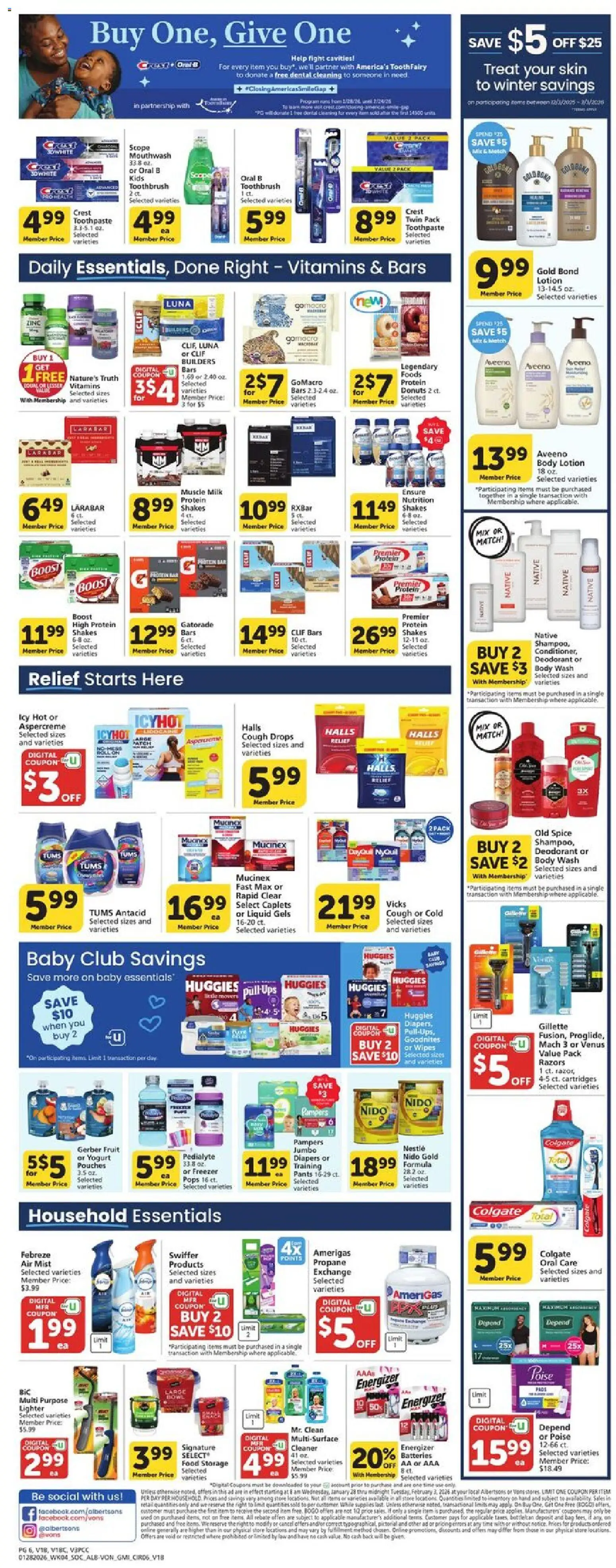 Vons Weekly Ad - SoCal - valid from 28.01.2026 | Page: 5 | Products: Zinc, Toothpaste, Lighter, Bag