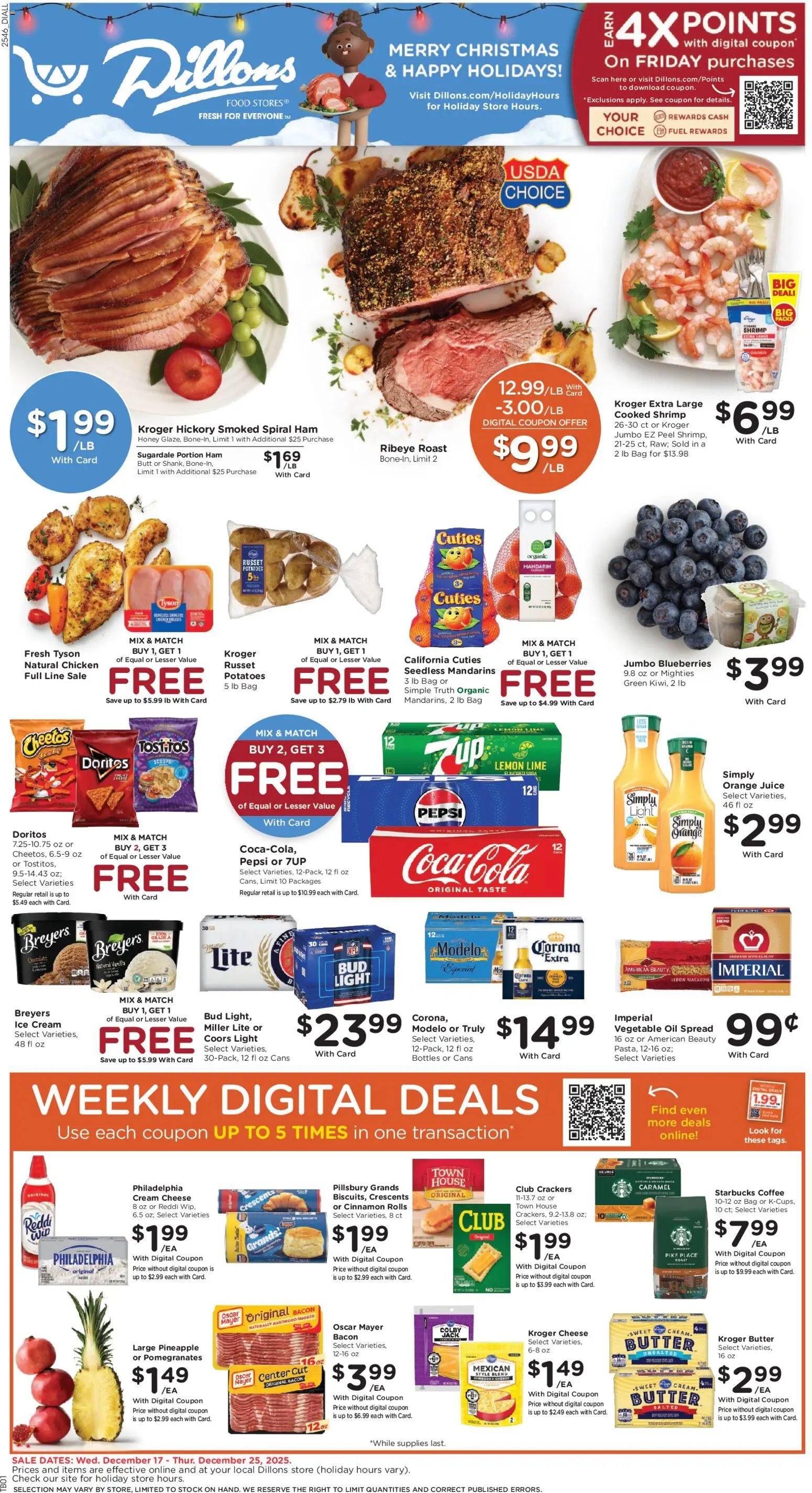 Dillons Weekly Ad - valid from 17.12.2025 | Page: 1 | Products: Oil, Coffee, Ham, Bag