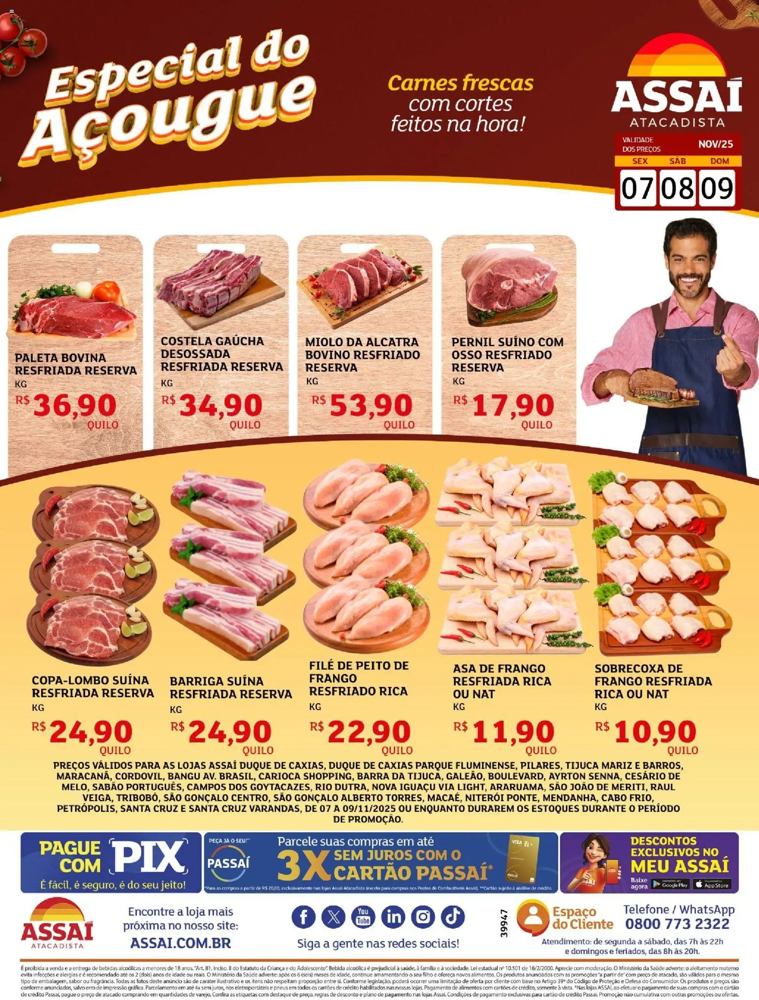 Assaí Atacadista Folheto - válido de 06.11.2025 | Página: 1 | Produtos: Alcatra, Base, Frango, Cabo