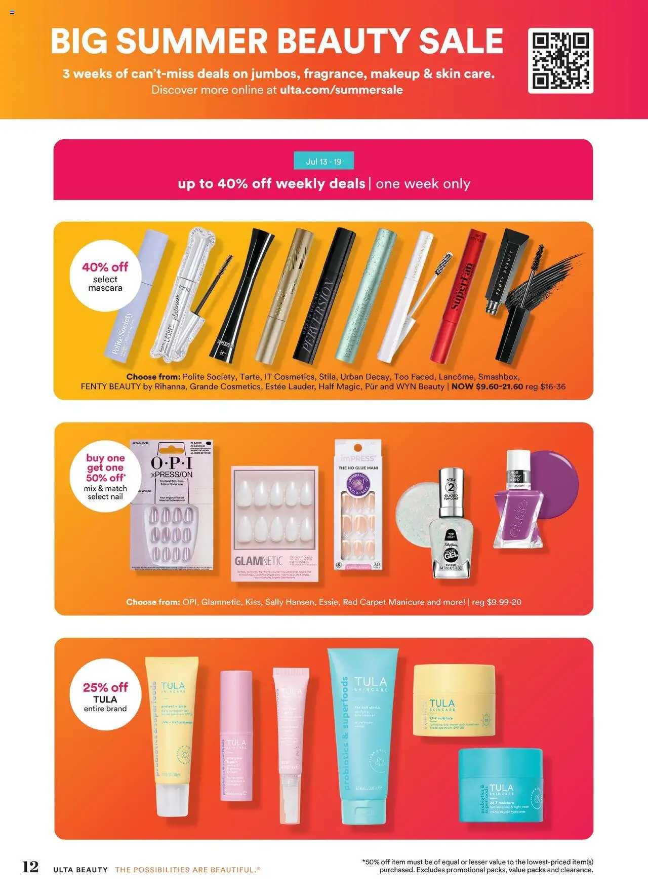 Ulta Beauty Weekly Ad - valid from 29.06.2025 | Page: 12 | Products: Probiotics, Carpet, Sunscreen, Cream
