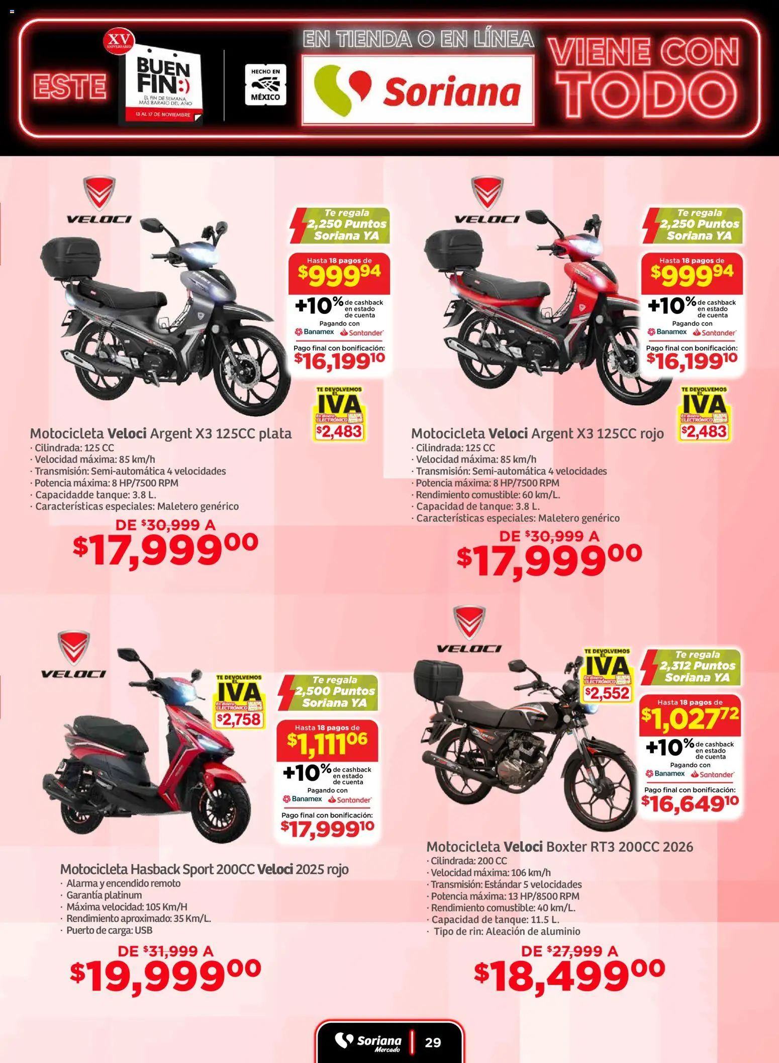 Nuevas ofertas de Soriana válidas en toda la República Mexicana desde el 13.11.2025. ¡Encuentra las mejores ofertas en Soriana - Buen Fin Mercado Nacional! | Página: 29 | Productos: Usb, Alarma, Té