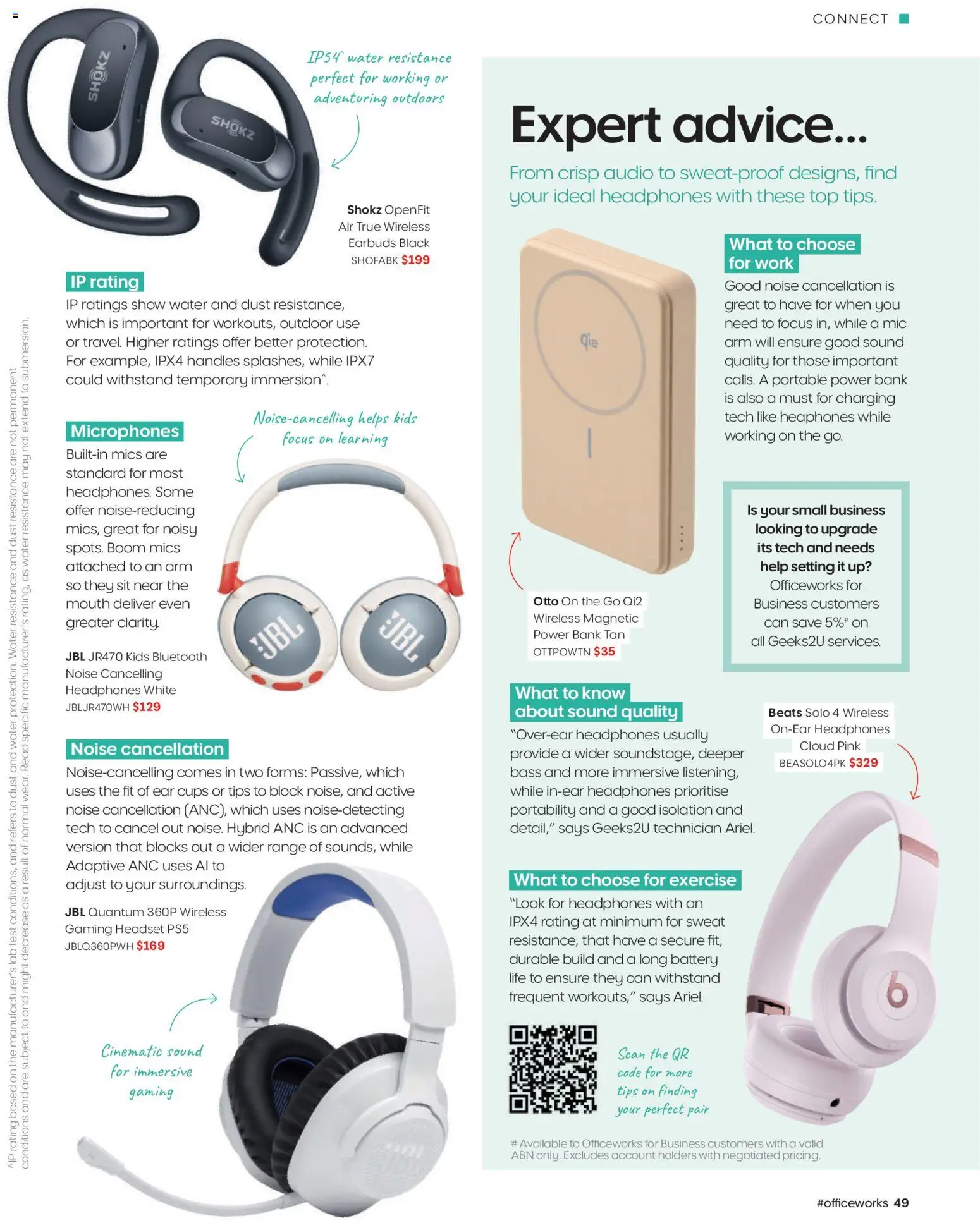 Officeworks catalogue - valid from 01.01.2026 | Page: 49 | Products: Battery, Water, Audio, Headphones