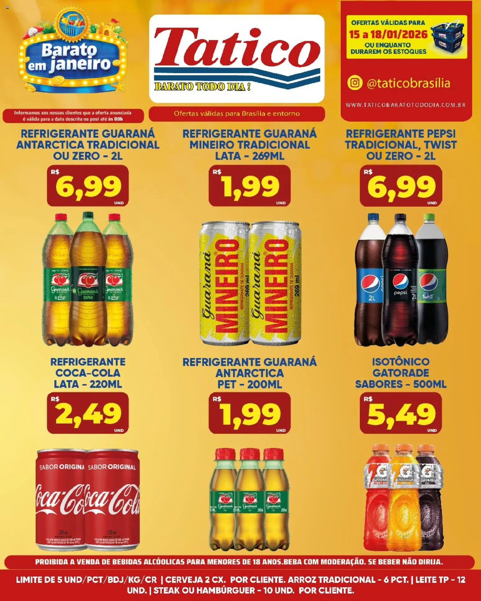 Tatico Folheto - válido de 16.01.2026 | Página: 36 | Produtos: Leite, Cerveja, Hambúrguer, Isotônico