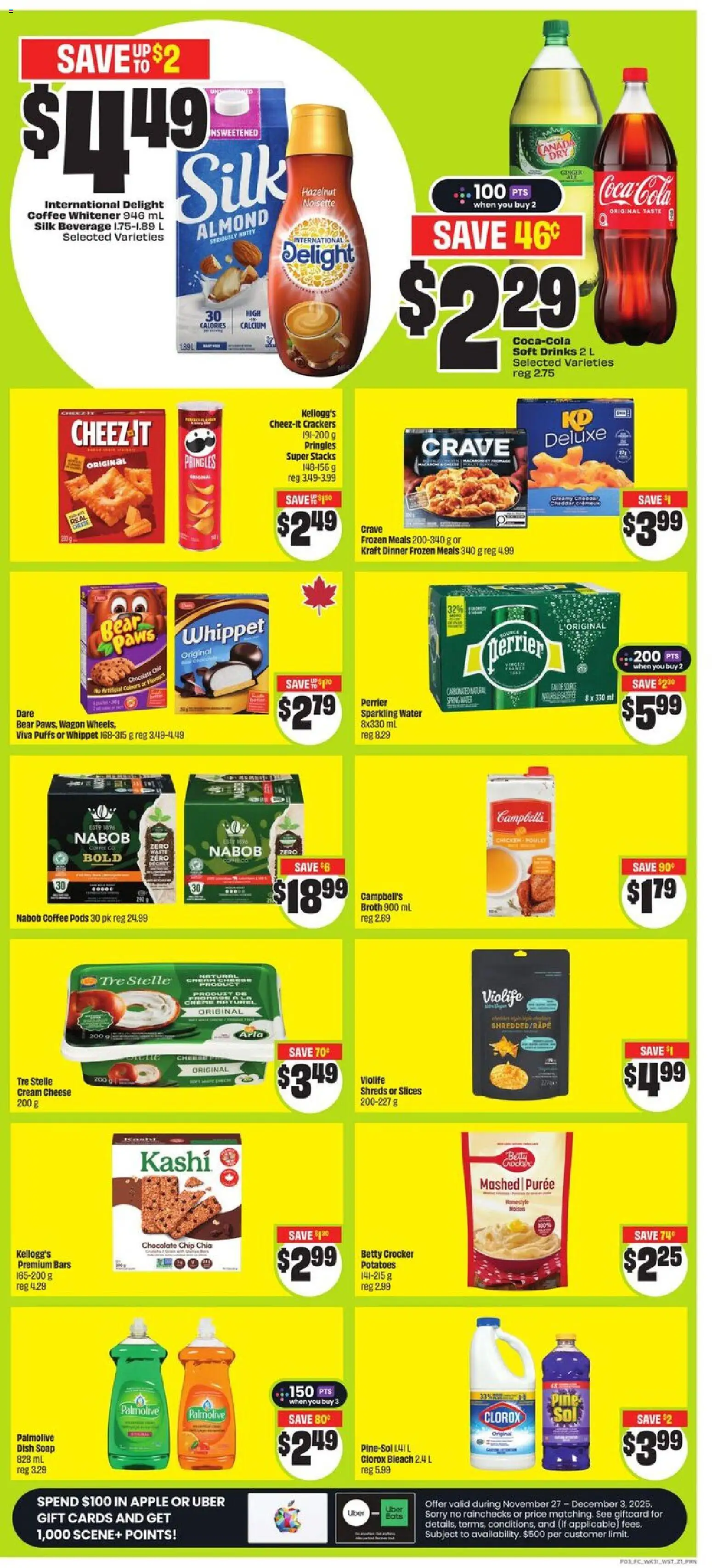 FreshCo flyer valid from 27.11.2025 | Page: 4 | Products: Potatoes, Soap, Cheese, Chocolate