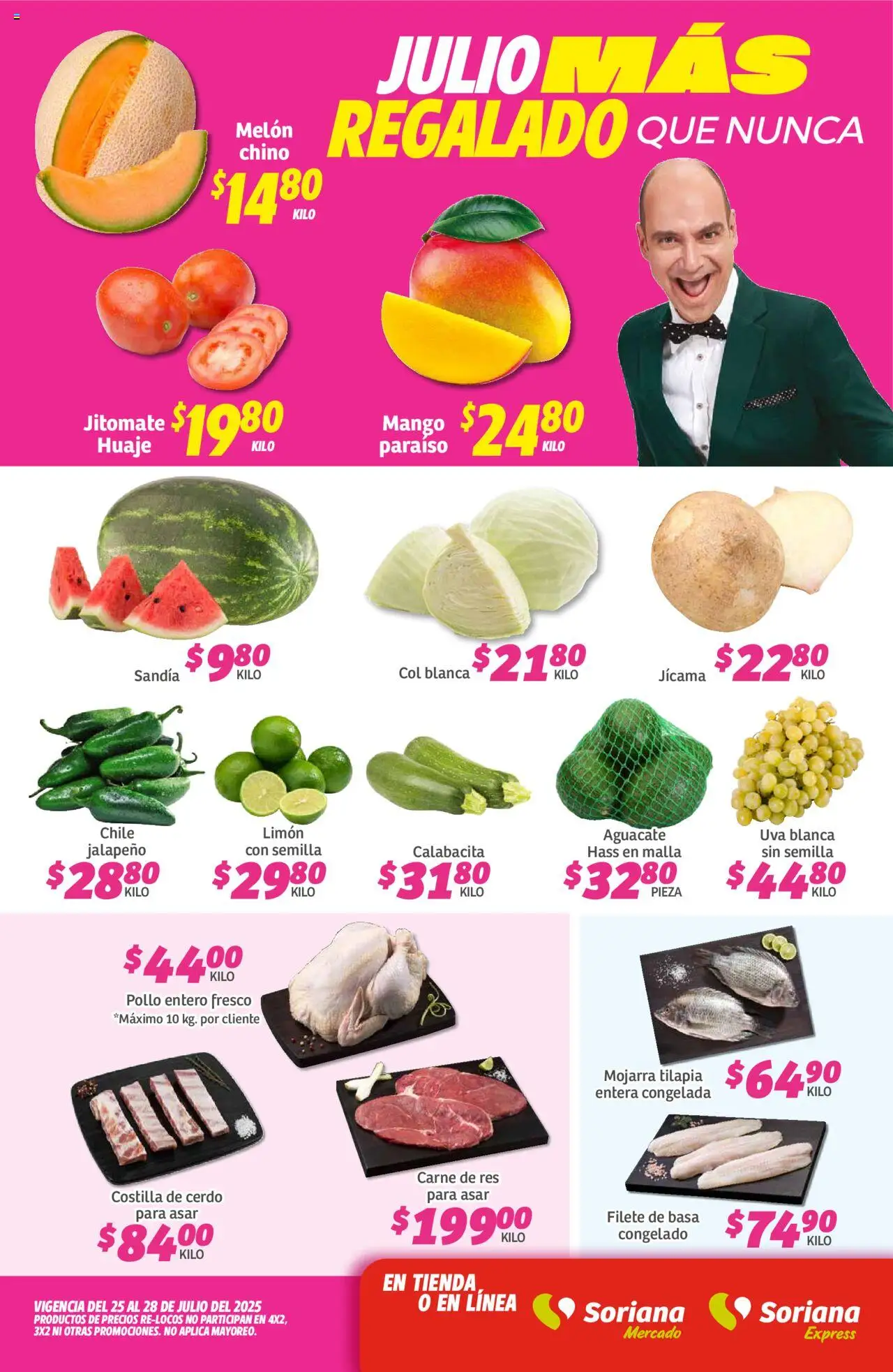 Nuevas ofertas de Soriana válidas en toda la República Mexicana desde el 25.07.2025. ¡Encuentra las mejores ofertas en Soriana - Fin de Semana Mercado: Coah, Chih y Dur! | Página: 1 | Productos: Sandía, Melón, Col, Uva