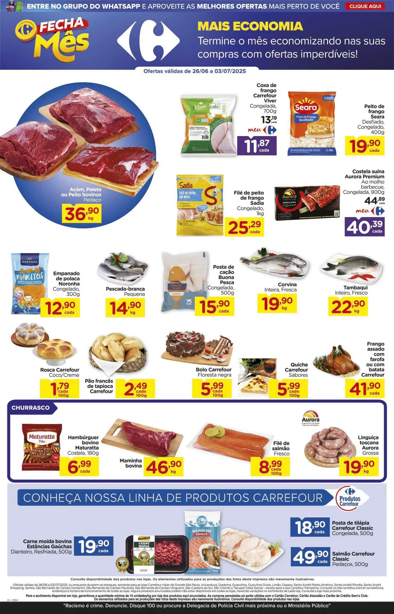 Carrefour Folheto - válido de 26.06.2025 | Página: 3 | Produtos: Tapioca, Pão, Batata, Peito de frango