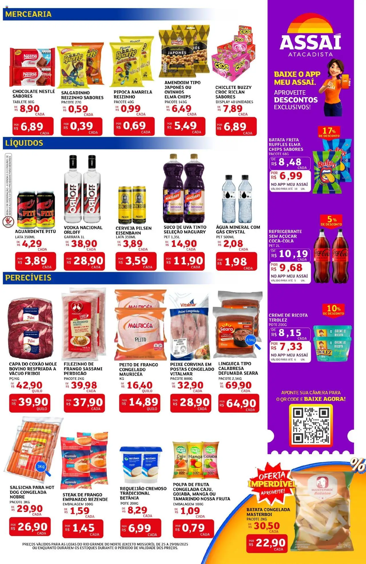 Assaí Atacadista Folheto - válido de 25.08.2025 | Página: 3 | Produtos: Salsicha, Cerveja, Requeijão, Pipoca