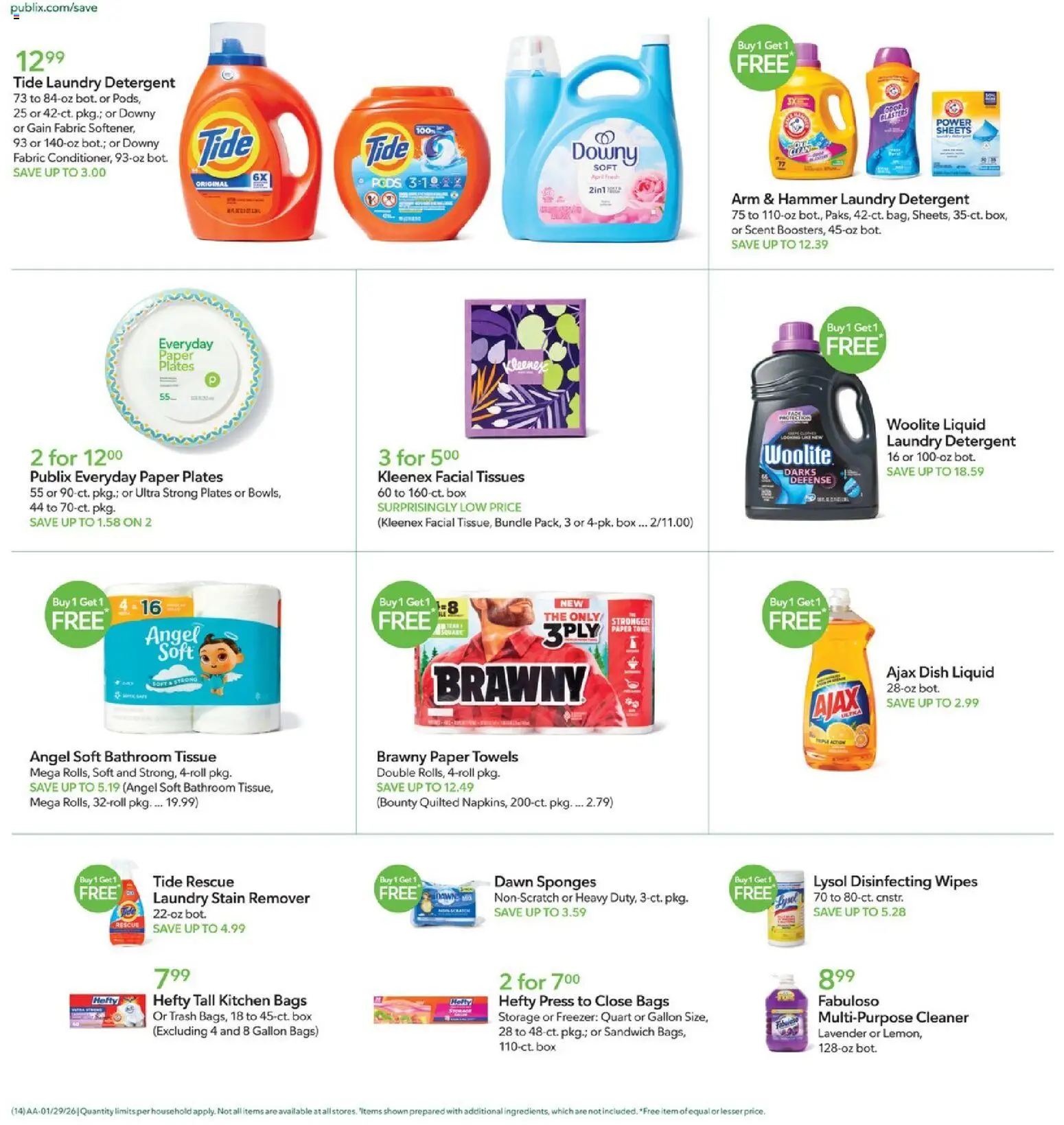 Publix Weekly Ad - valid from 28.01.2026 | Page: 14 | Products: Press, Stain remover, Detergent, Freezer