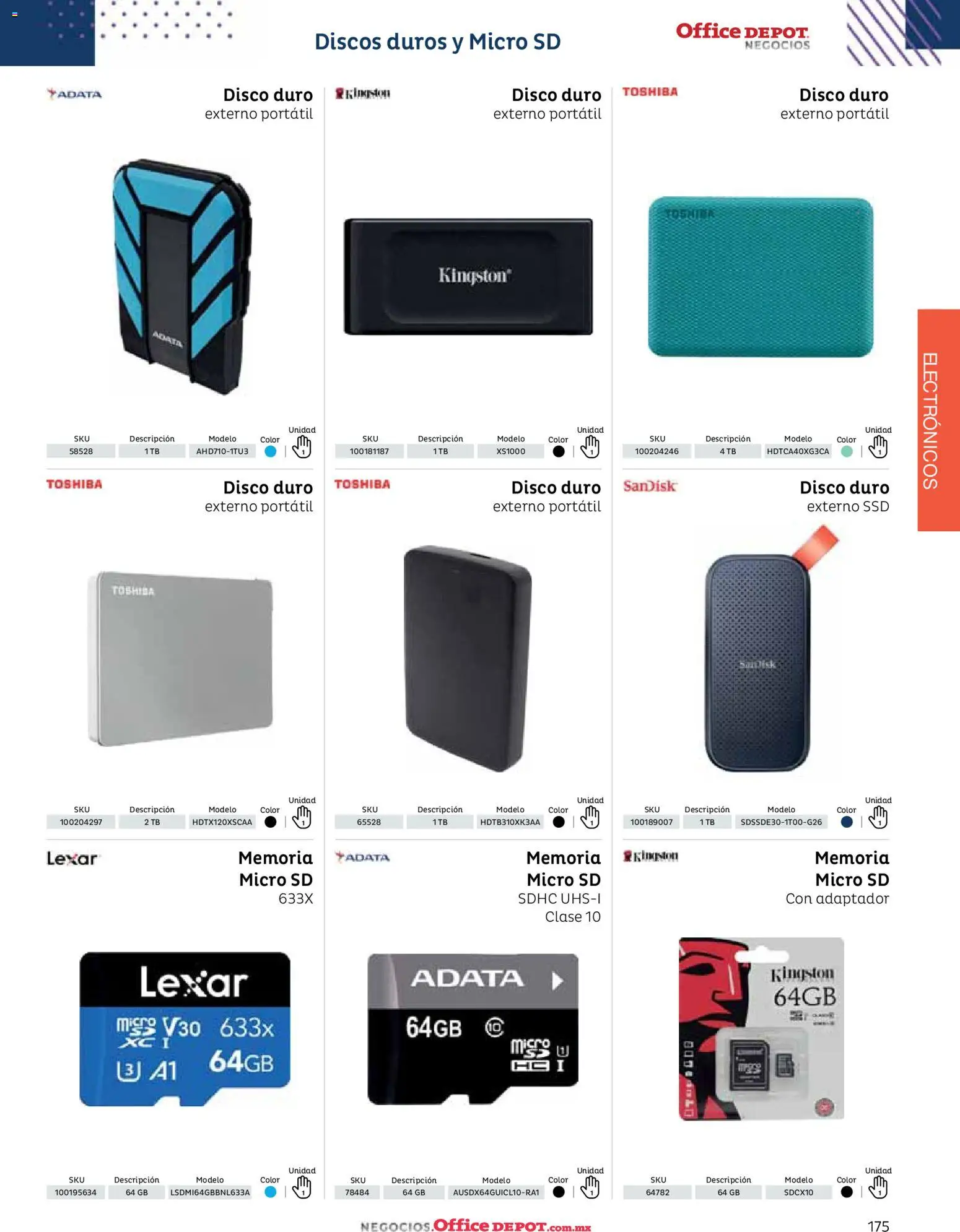 Nuevas ofertas de Office Depot válidas en toda la República Mexicana desde el 12.01.2026. ¡Encuentra las mejores ofertas en Office Depot catálogo 2026! | Página: 177 | Productos: Micro SD, Disco, Adaptador