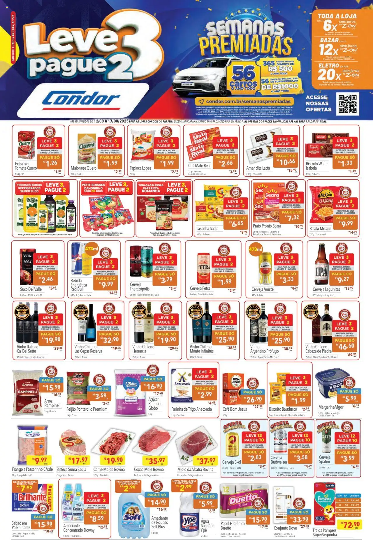 Supermercados Condor Folheto - válido de 12.08.2025 | Página: 1 | Produtos: Sabão, Caixa, Manteiga, Açúcar