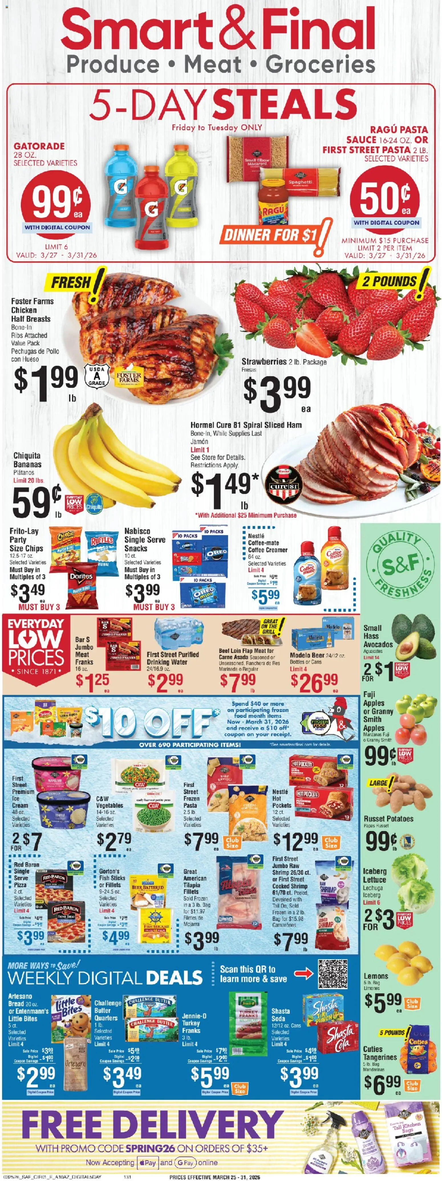 Smart & Final Weekly Ad - valid from 27.03.2026 | Page: 1 | Products: Butter, Apples, Pasta, Vegetables