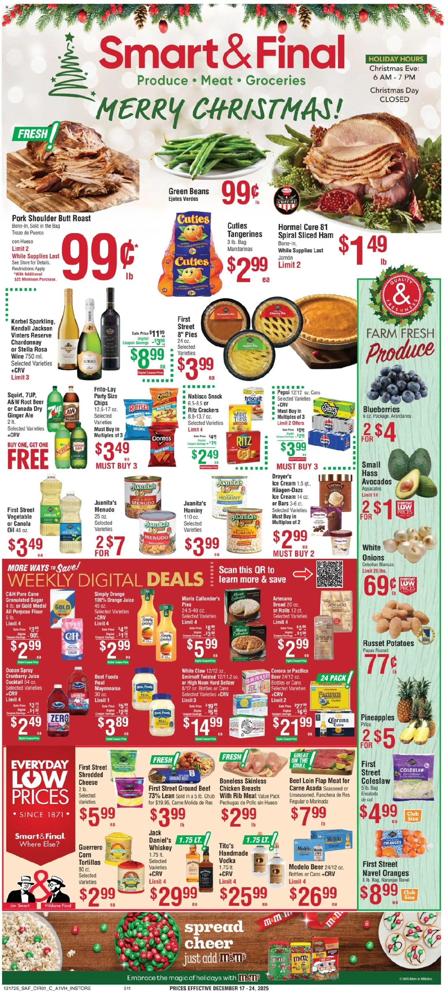 Smart & Final Weekly Ad - valid from 17.12.2025 | Page: 1 | Products: Ginger, Vodka, Whiskey, Pumpkin