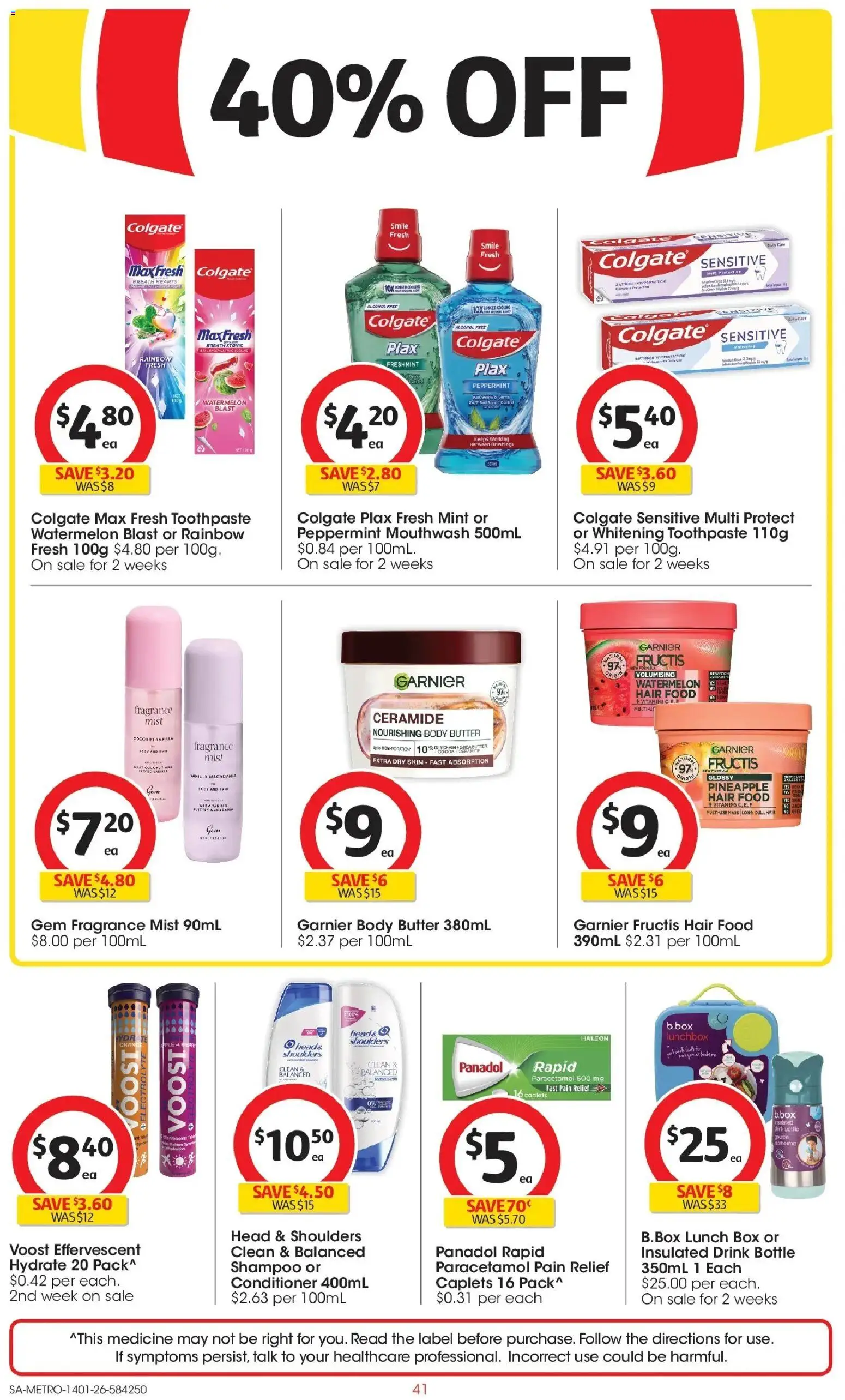 Coles catalogue - valid from 14.01.2026 | Page: 41 | Products: Box, Butter, Mask, Pain relief