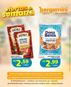 Supermercado Bergamini Folheto - válido de 29.07.2025 | Página: 14 | Produtos: Molho de tomate, Ovos, Macarrão, Massa
