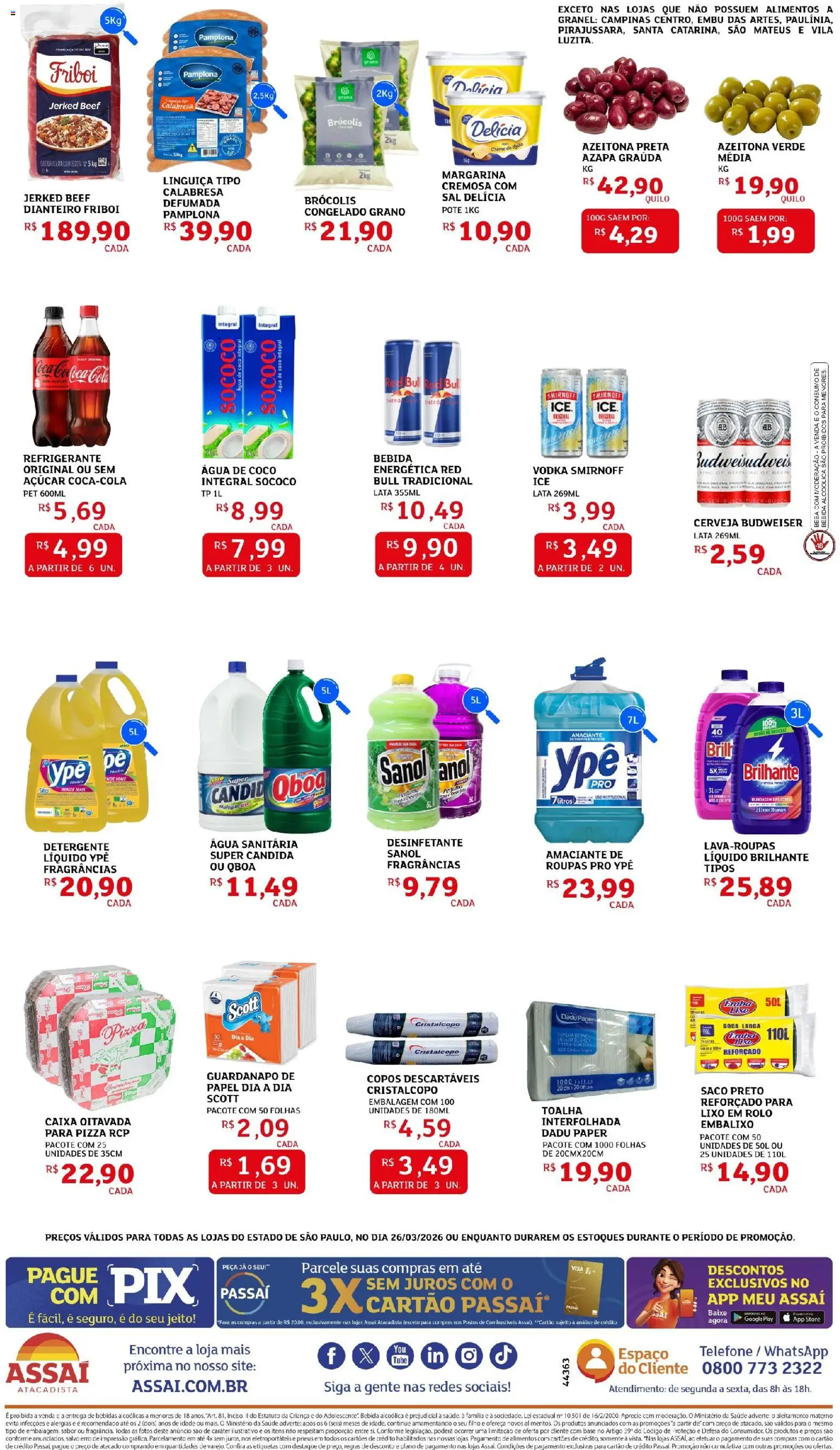 Assaí Atacadista Folheto - válido de 26.03.2026 | Página: 2 | Produtos: Rolo, Detergente, Linguiça, Açúcar