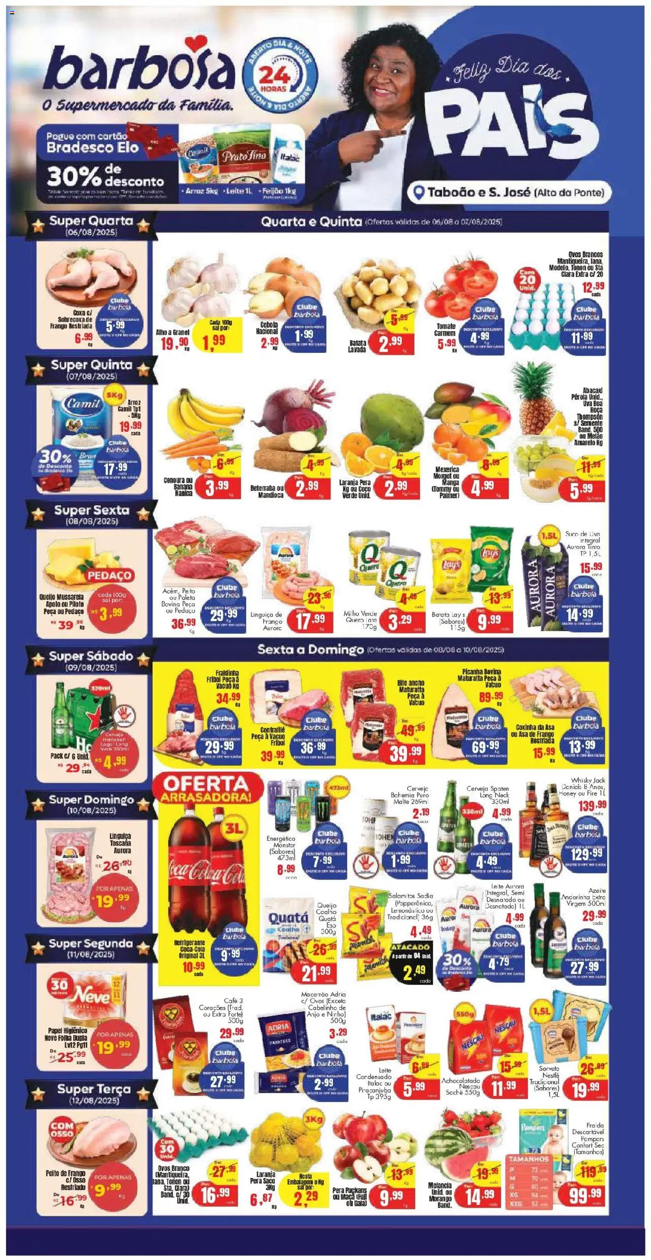 Barbosa Supermercados Folheto - válido de 06.08.2025 | Página: 1 | Produtos: Alho, Whisky, Suco, Sal