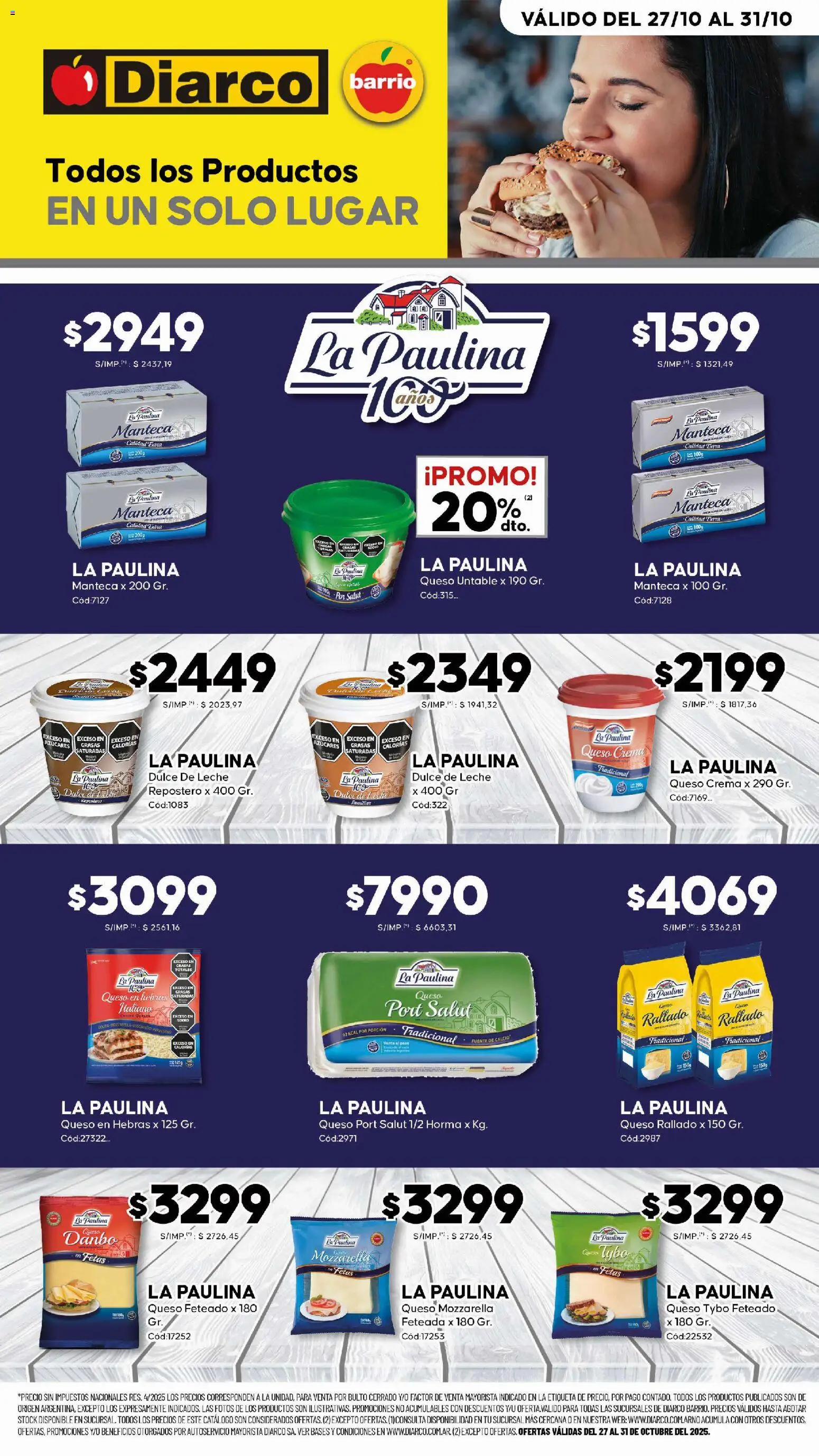 Diarco - Especial Molfino │ válido desde el 27.10.2025 | Página: 1 | Productos: Peso, Fuente, Dulce de leche, Leche