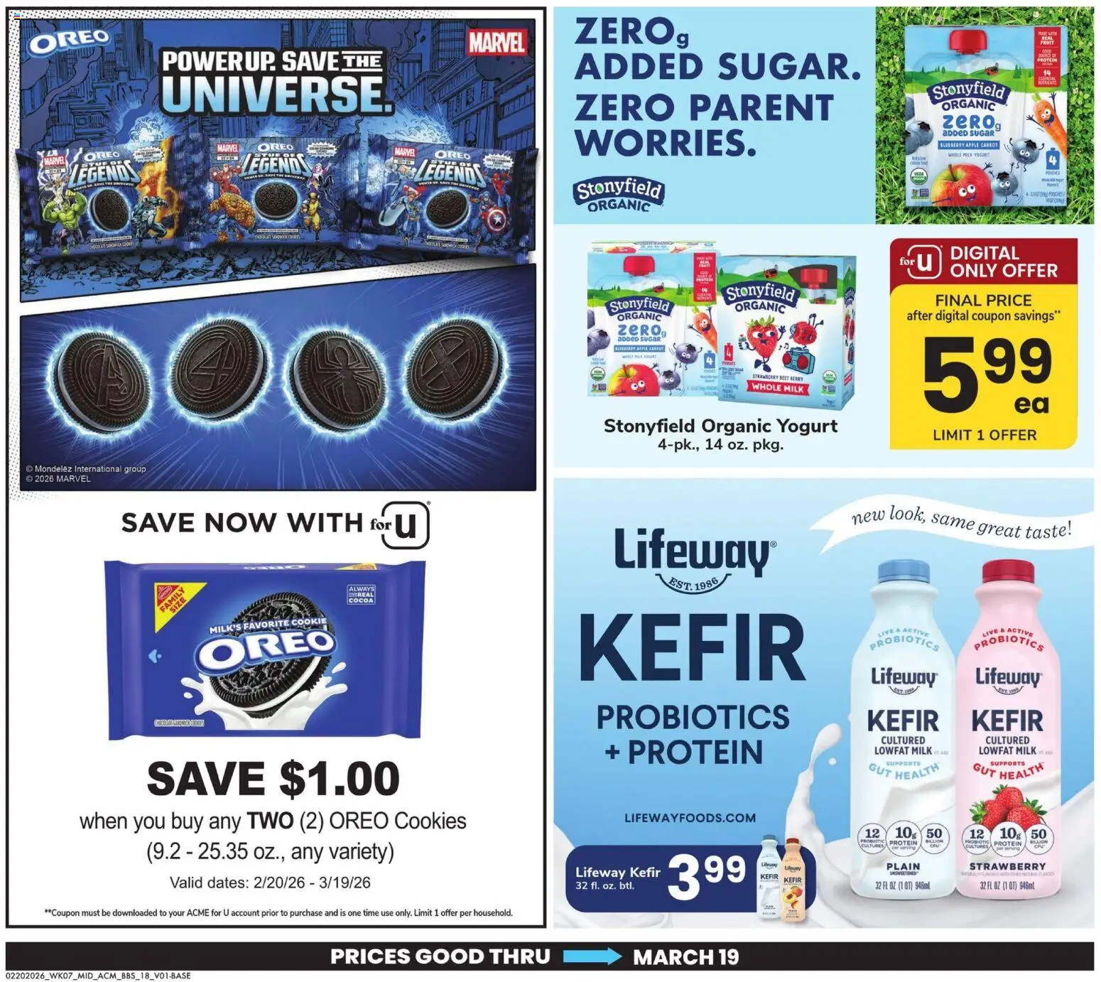 Acme Big Book of Savings - valid from 20.02.2026 | Page: 18 | Products: Probiotics, Milk, Cookies, Sugar