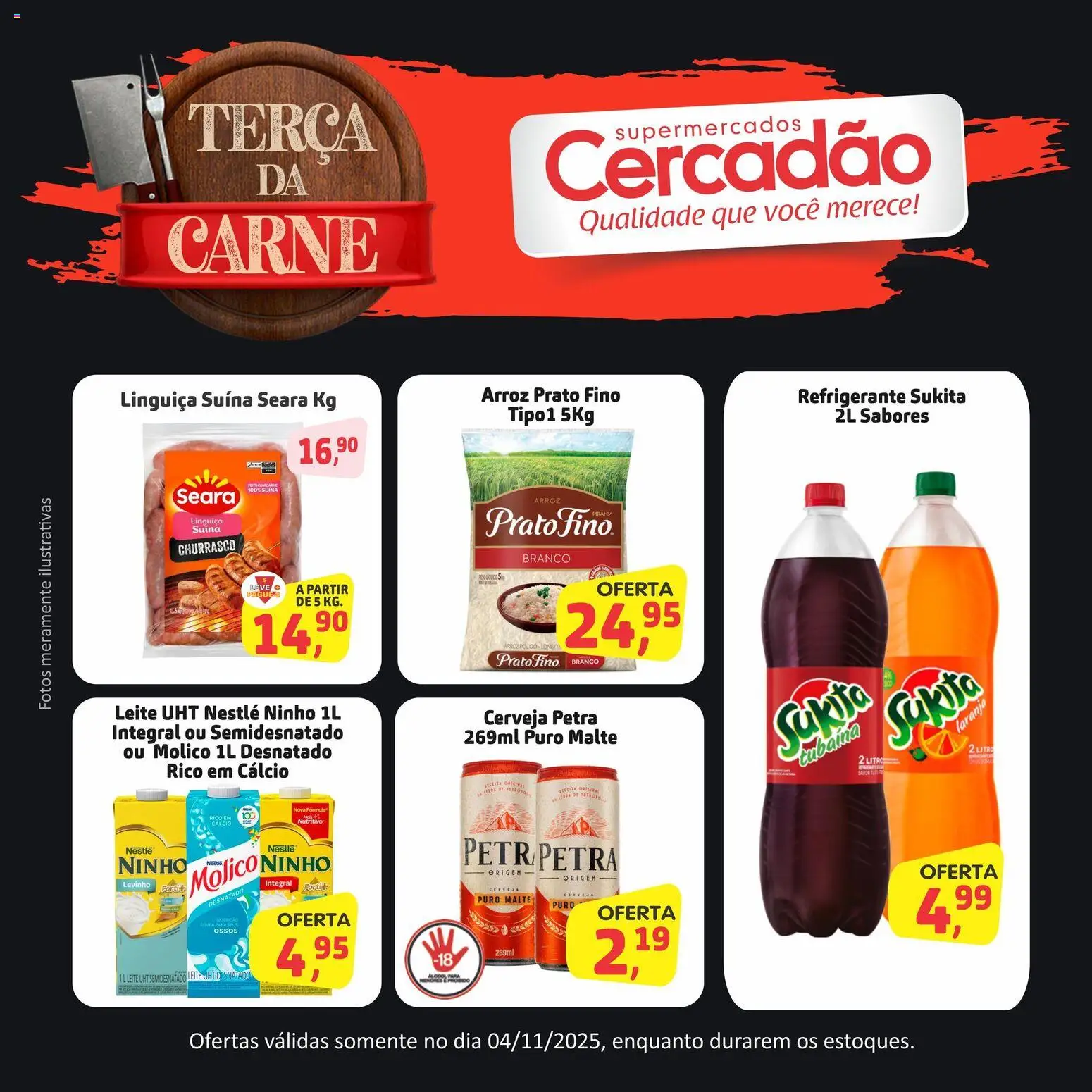 Cercadão Folheto - válido de 04.11.2025 | Página: 4 | Produtos: Arroz, Carne, Cálcio, Refrigerante