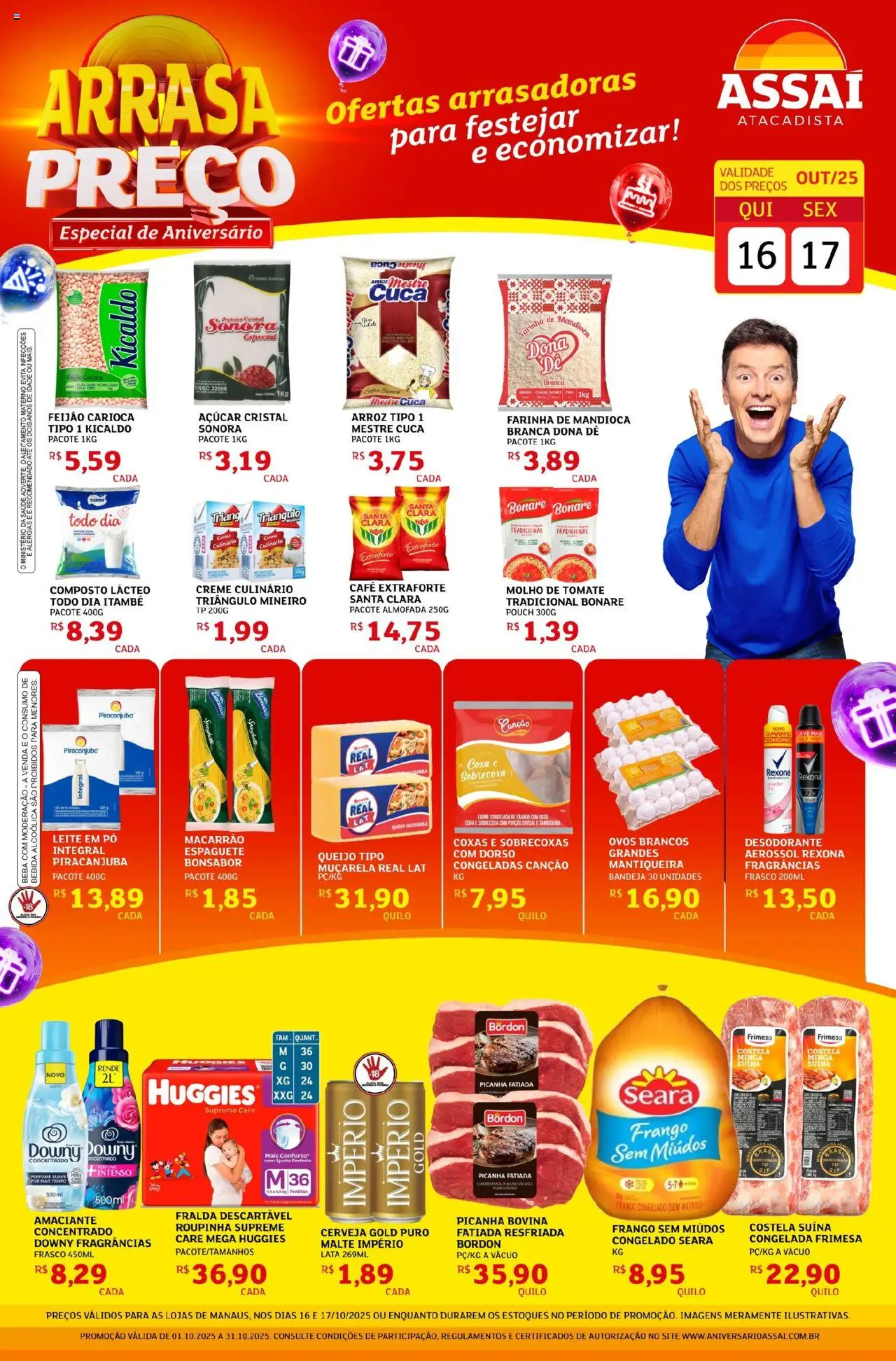 Assaí Atacadista Folheto - válido de 16.10.2025 | Página: 1 | Produtos: Espaguete, Picanha, Macarrão, Creme