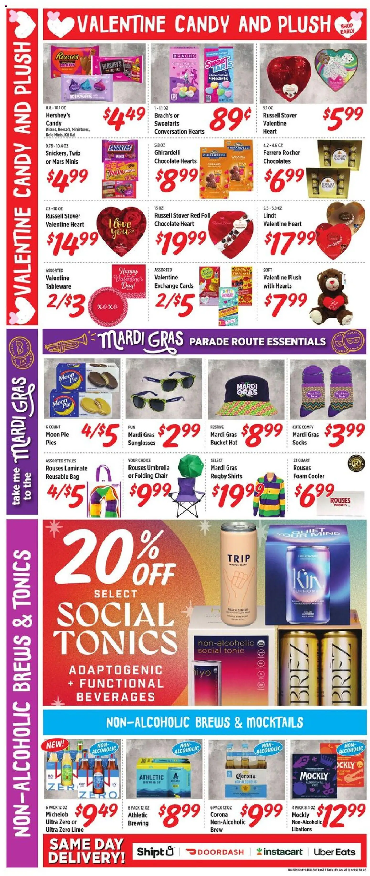Rouses Weekly Ad - valid from 14.01.2026 | Page: 5 | Products: Chocolate, Socks, Hat, Lime