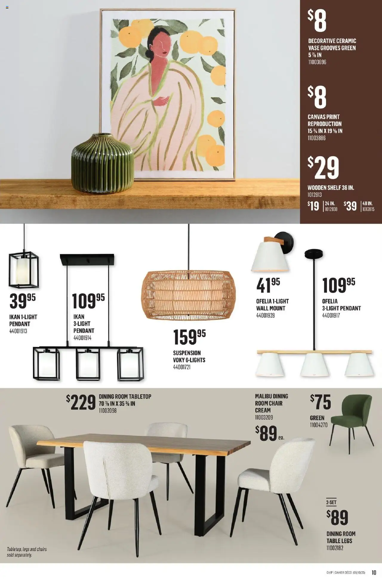 Canac flyer valid from 09.10.2025 | Page: 10 | Products: Shelf, Table, Chair, Vase