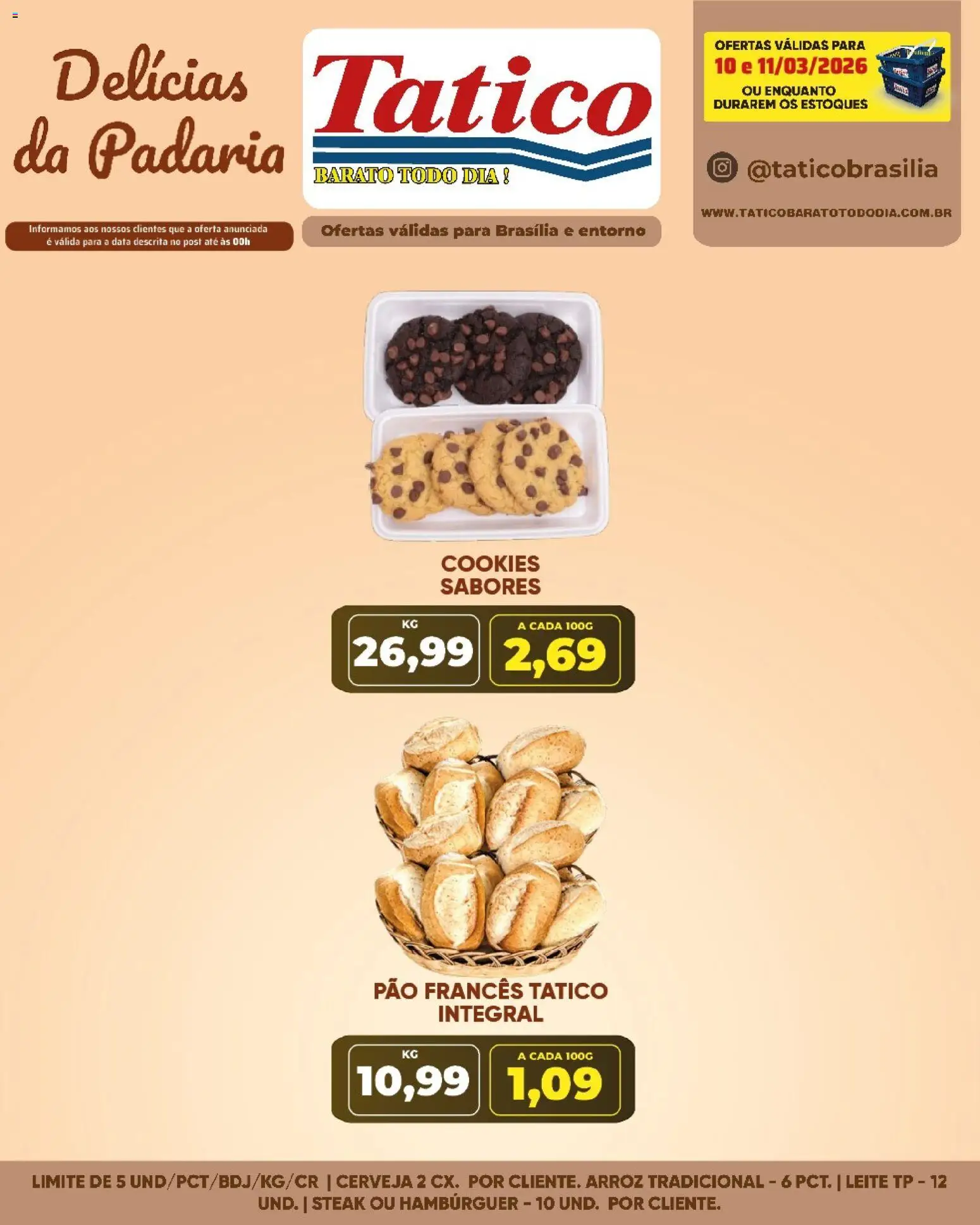 Tatico Folheto - válido de 11.03.2026 | Página: 19 | Produtos: Leite, Pão, Cerveja, Hambúrguer