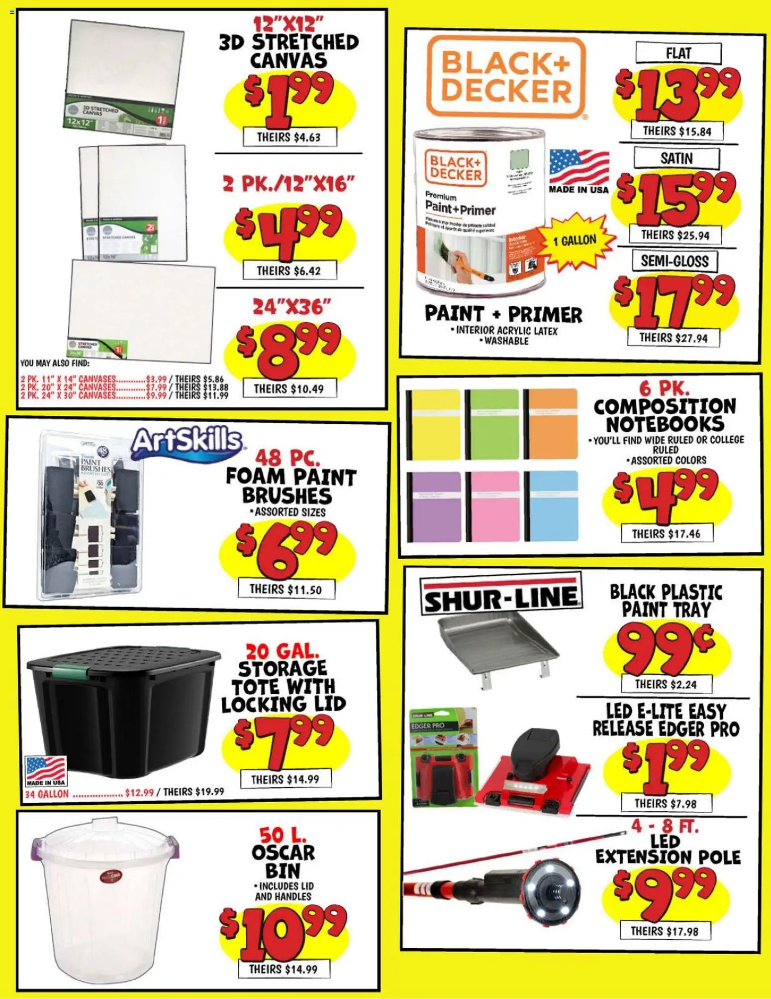 Ollie's Weekly Ad - valid from 09.01.2026 | Page: 4 | Products: Edger, Brushes, Canvas, Acrylic