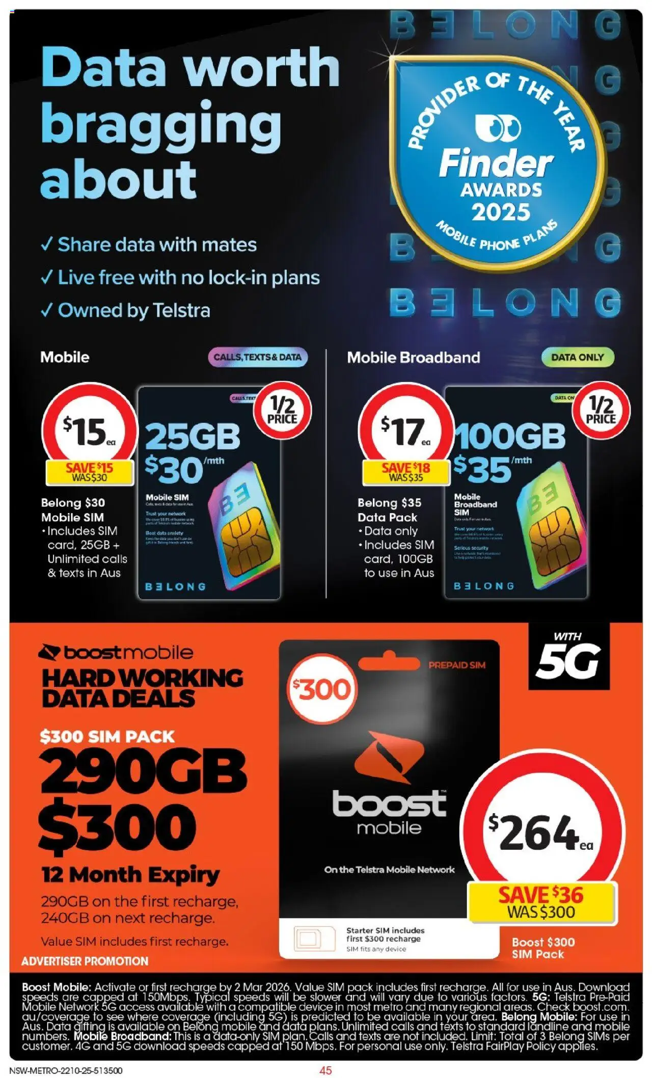 Coles catalogue - valid from 22.10.2025 | Page: 45 | Products: Phone, Device, Mobile