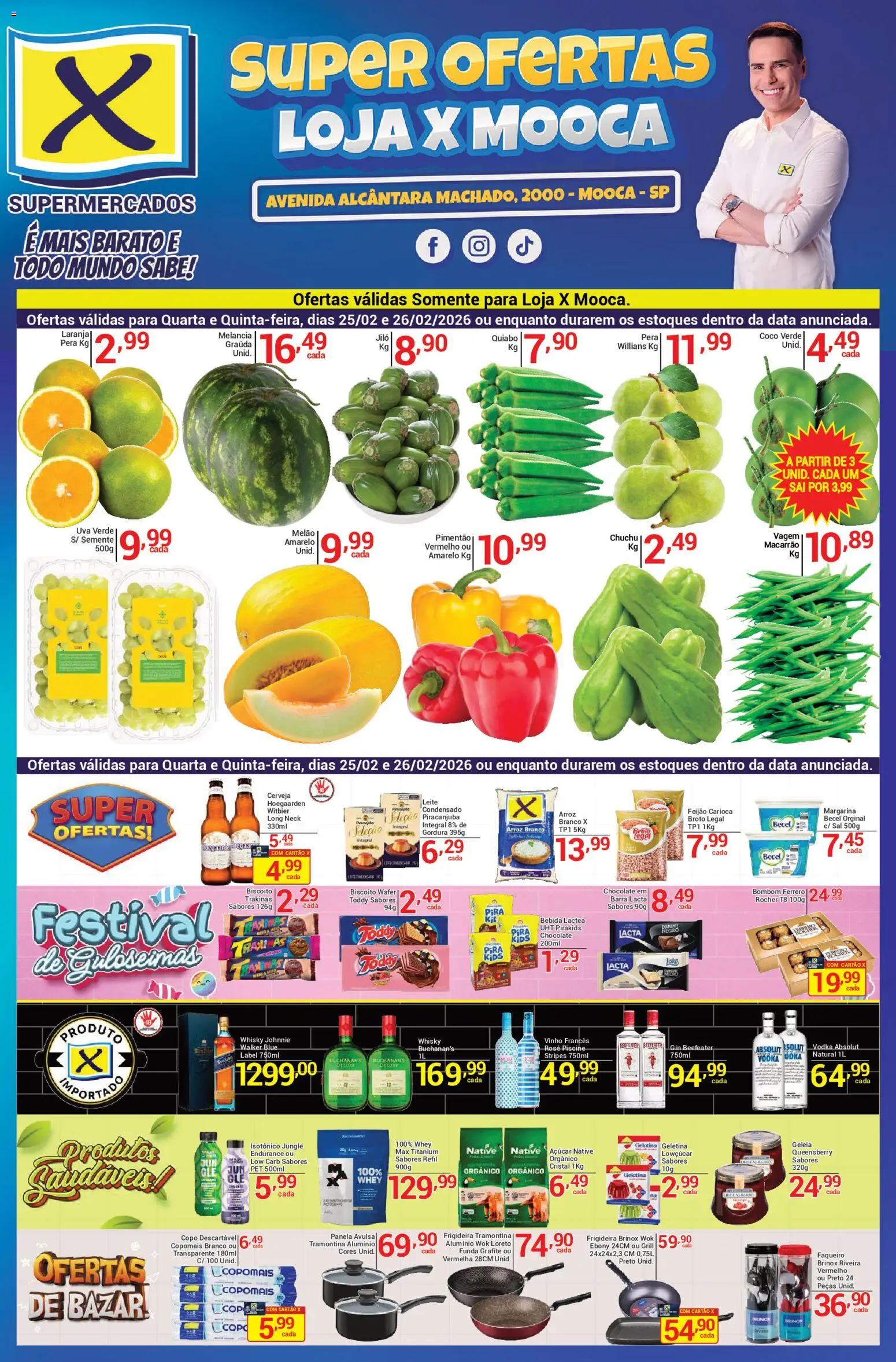 X Supermercados Folheto - válido de 25.02.2026 | Página: 1 | Produtos: Grill, Frigideira, Chocolate, Cerveja