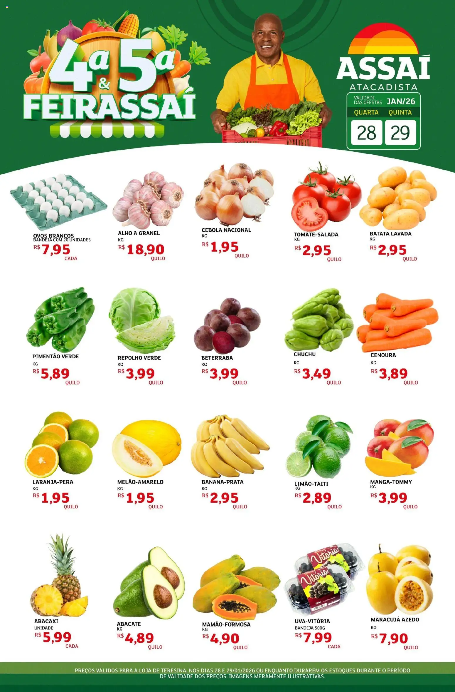 Assaí Atacadista Folheto - válido de 28.01.2026 | Página: 1 | Produtos: Maracujá, Beterraba, Pimentão, Bandeja