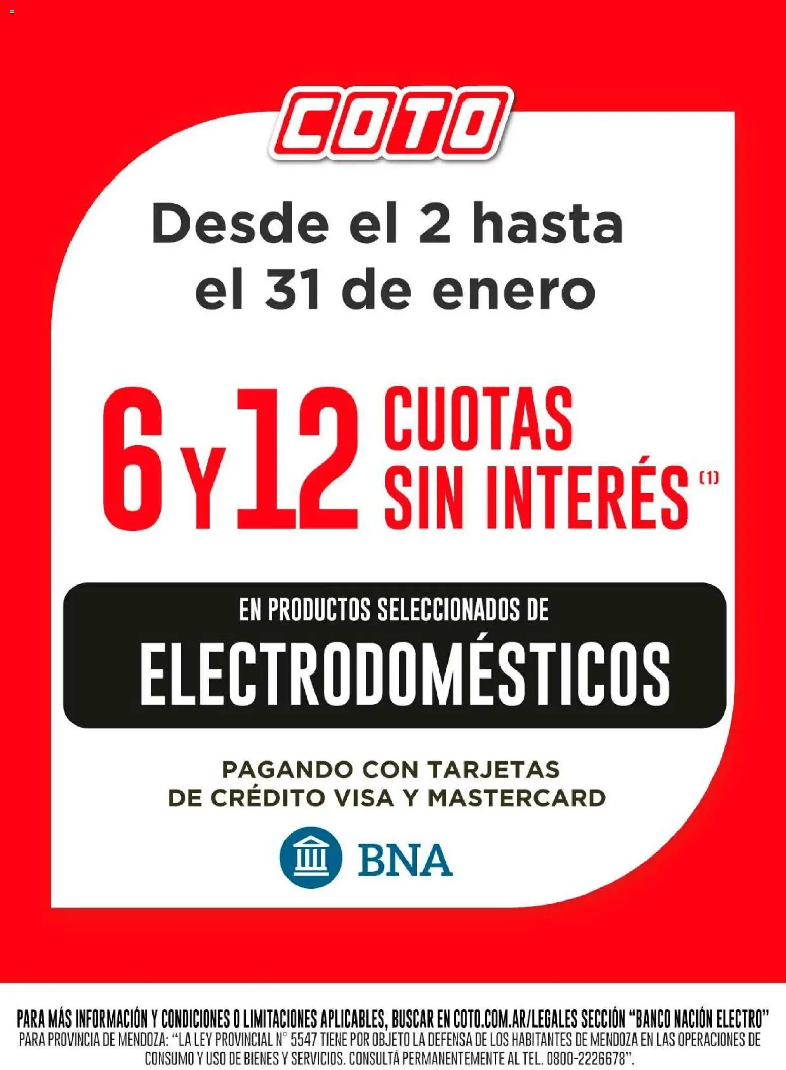 Coto - BNA Electro ENERO │ válido desde el 02.01.2026 | Página: 1 | Productos: Banco