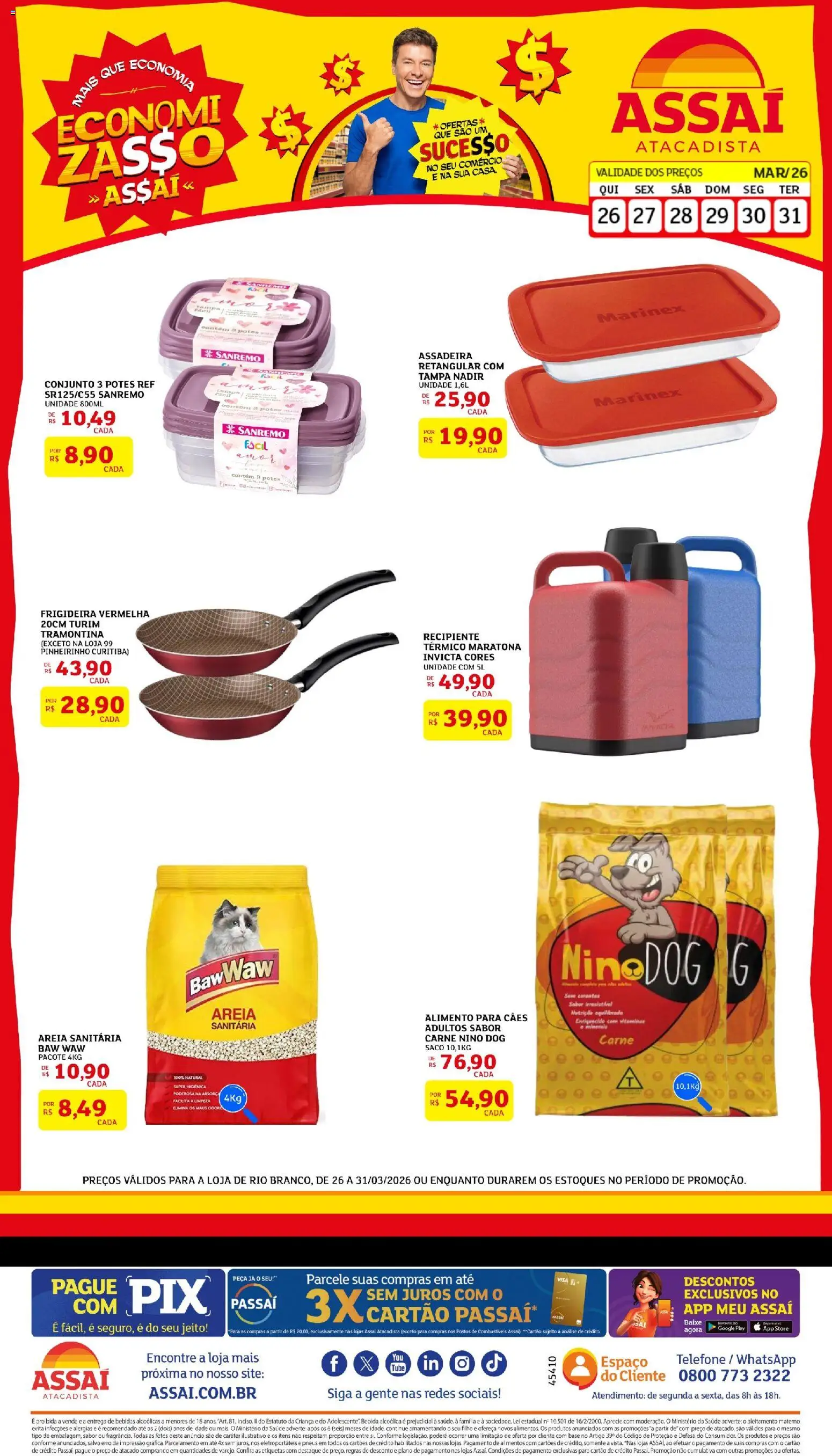 Assaí Atacadista Folheto - válido de 26.03.2026 | Página: 1 | Produtos: Frigideira, Base, Carne, Bebida