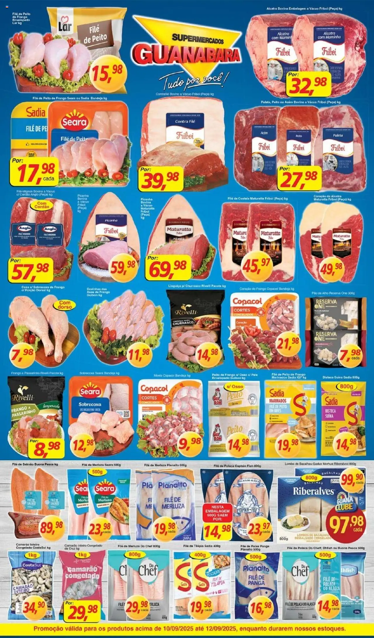 Supermercados Guanabara Folheto - válido de 10.09.2025 | Página: 9 | Produtos: Picanha, Moela, Tilápia, Filé de tilápia
