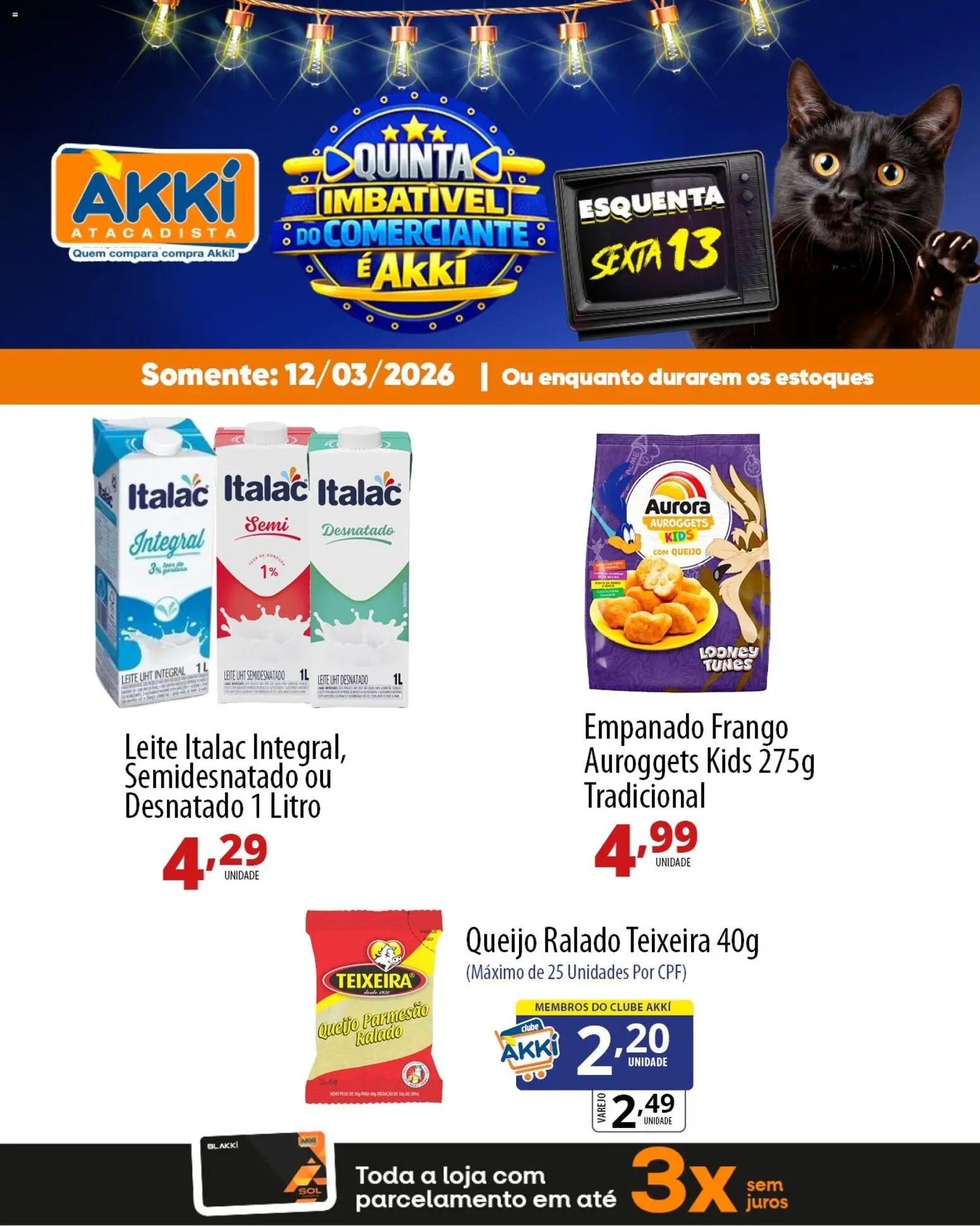 Akki Atacadista Folheto - válido de 12.03.2026 | Página: 2 | Produtos: Leite, Parmesão, Queijo ralado, Frango