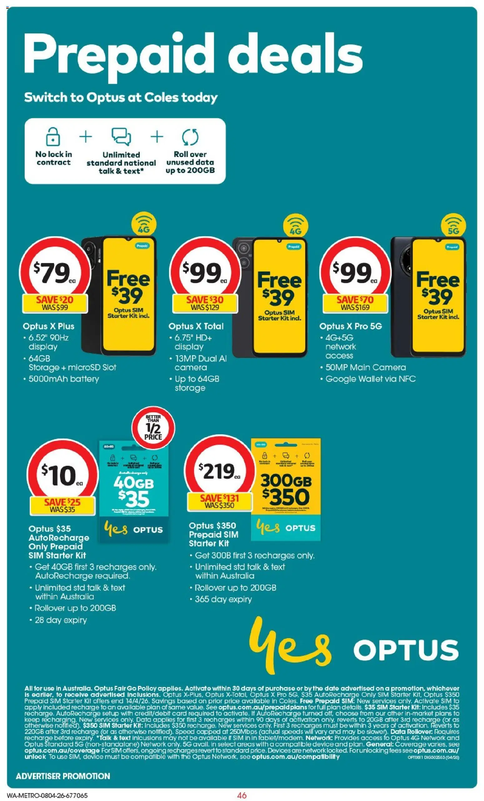 Coles catalogue - valid from 08.04.2026 | Page: 46 | Products: Wallet, Date, Device, Camera