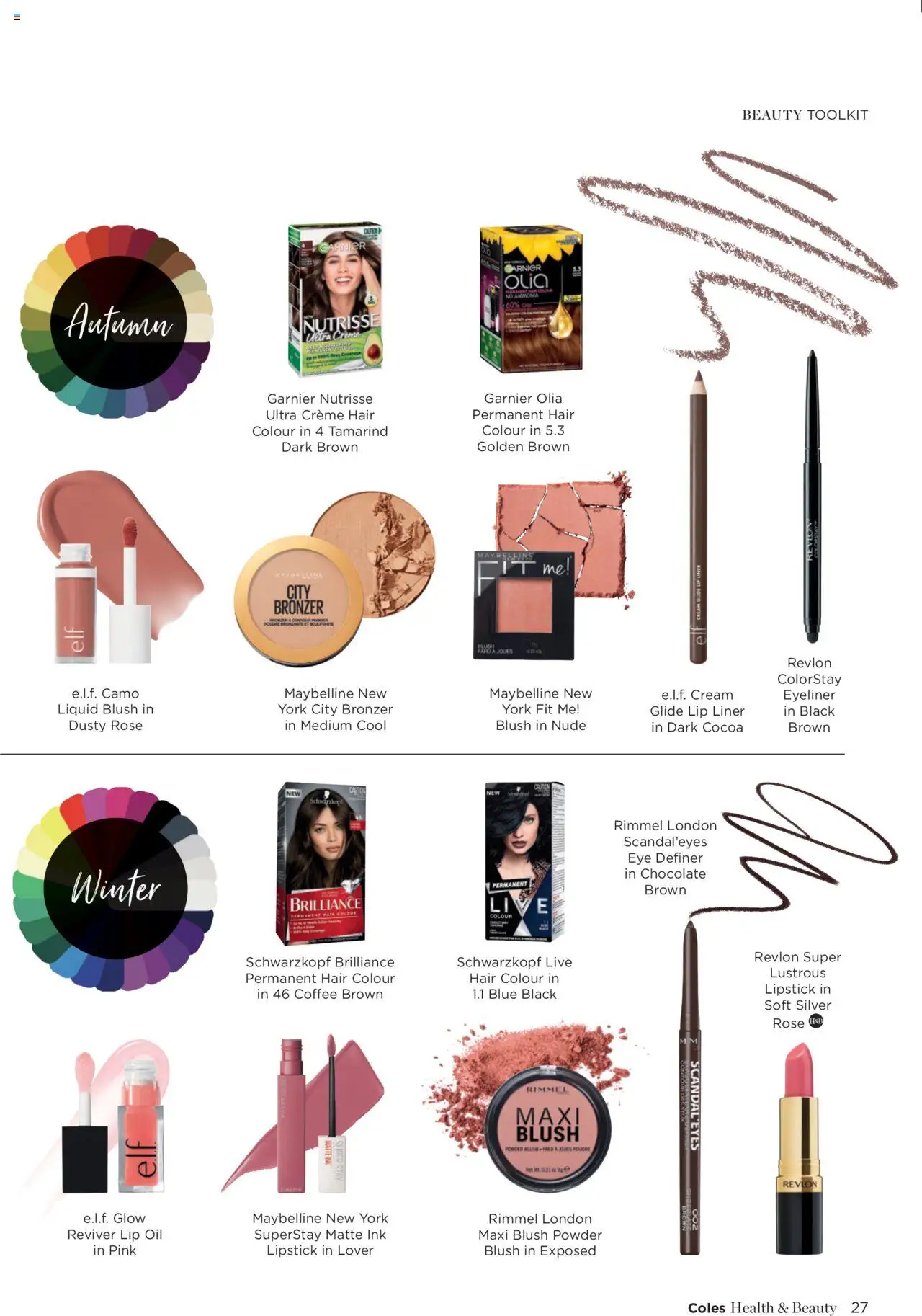 Coles catalogue - valid from 07.10.2025 | Page: 27 | Products: Bronzer, Eyeliner, Lipstick, Chocolate