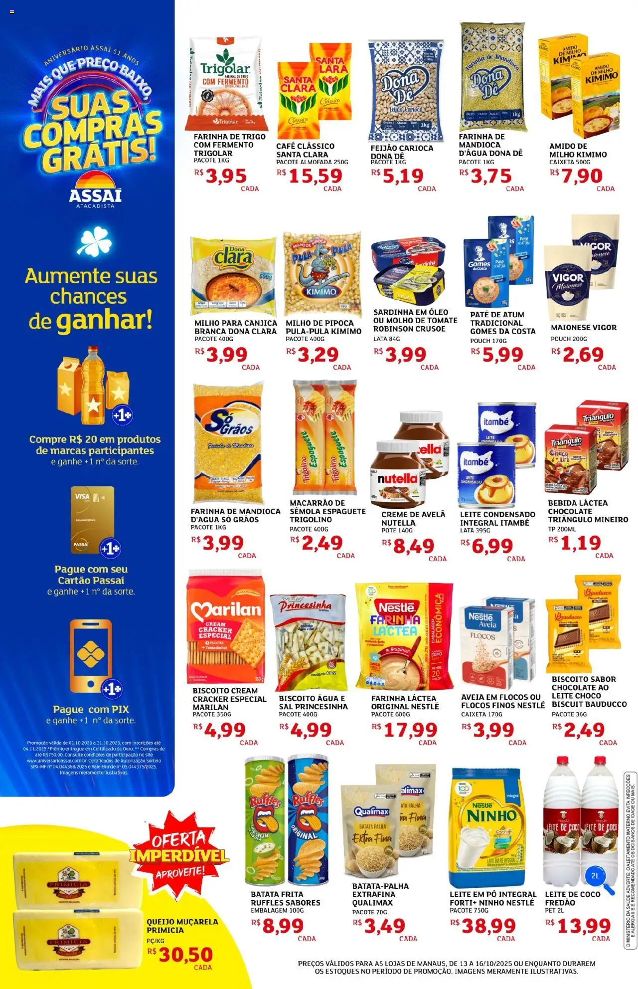 Assaí Atacadista Folheto - válido de 13.10.2025 | Página: 2 | Produtos: Coco, Feijão, Molho de tomate, Farinha de mandioca