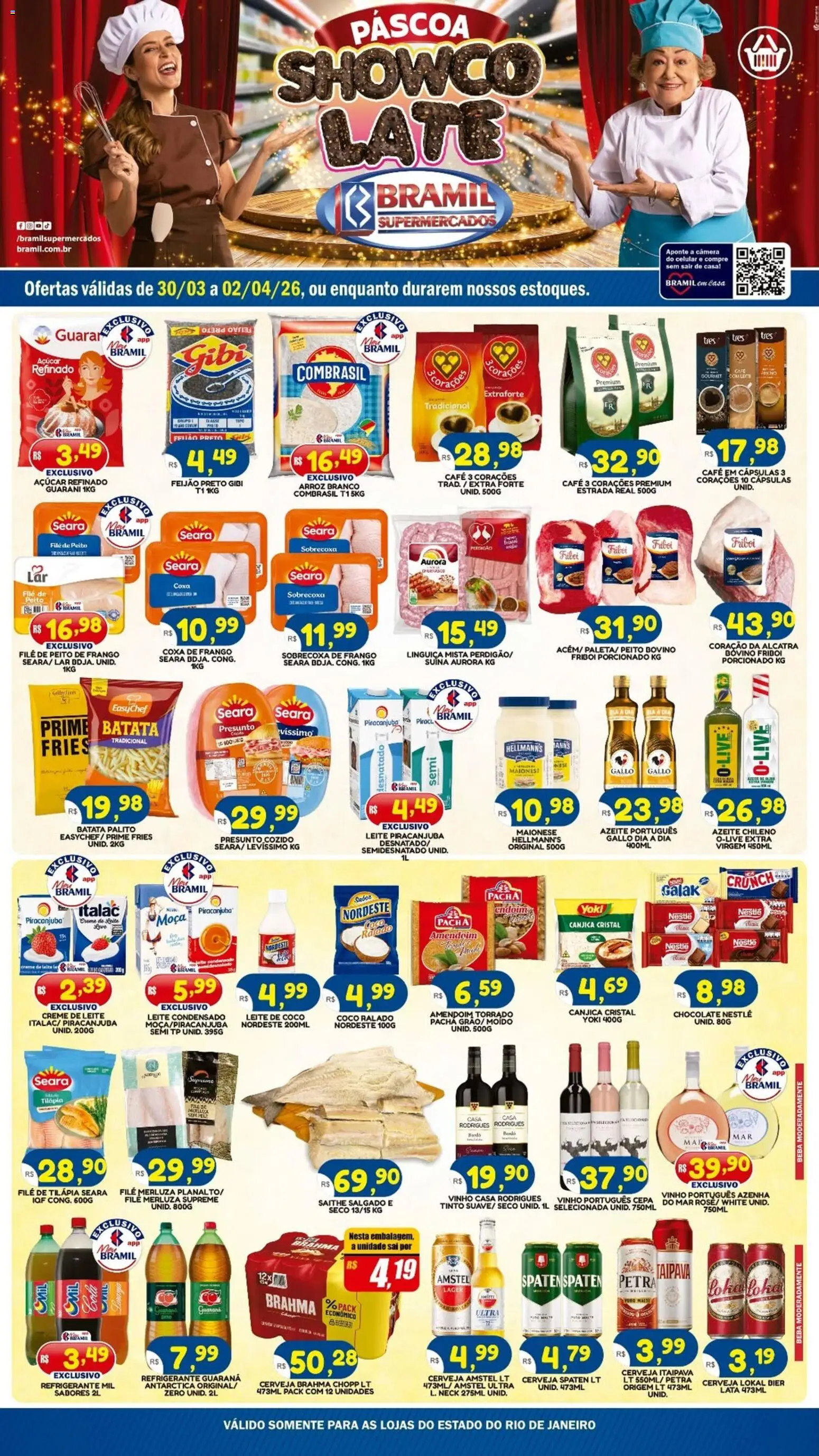 Bramil Supermercados Folheto - válido de 30.03.2026 | Página: 1 | Produtos: Guaraná, Alcatra, Coxa de frango, Maionese