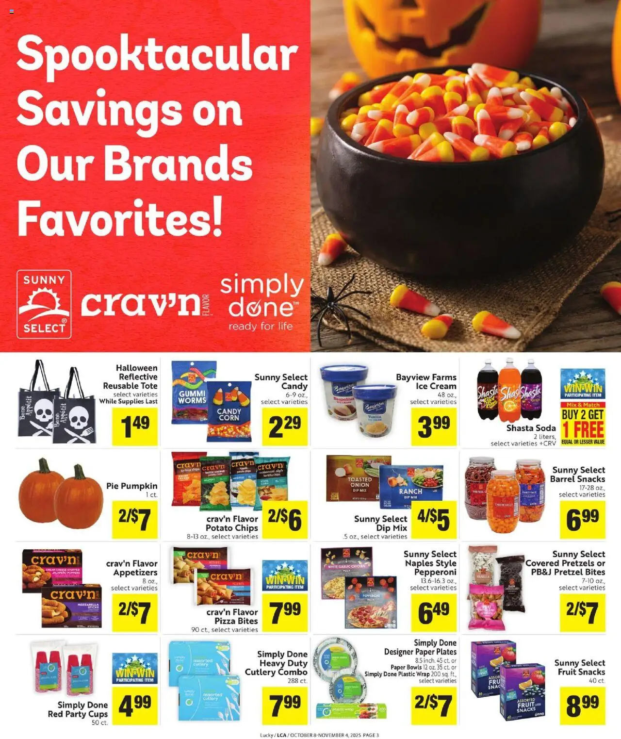 Lucky Supermarkets More Deals Across the Store - valid from 08.10.2025 | Page: 3 | Products: Corn, Cheese, Chips, Garlic