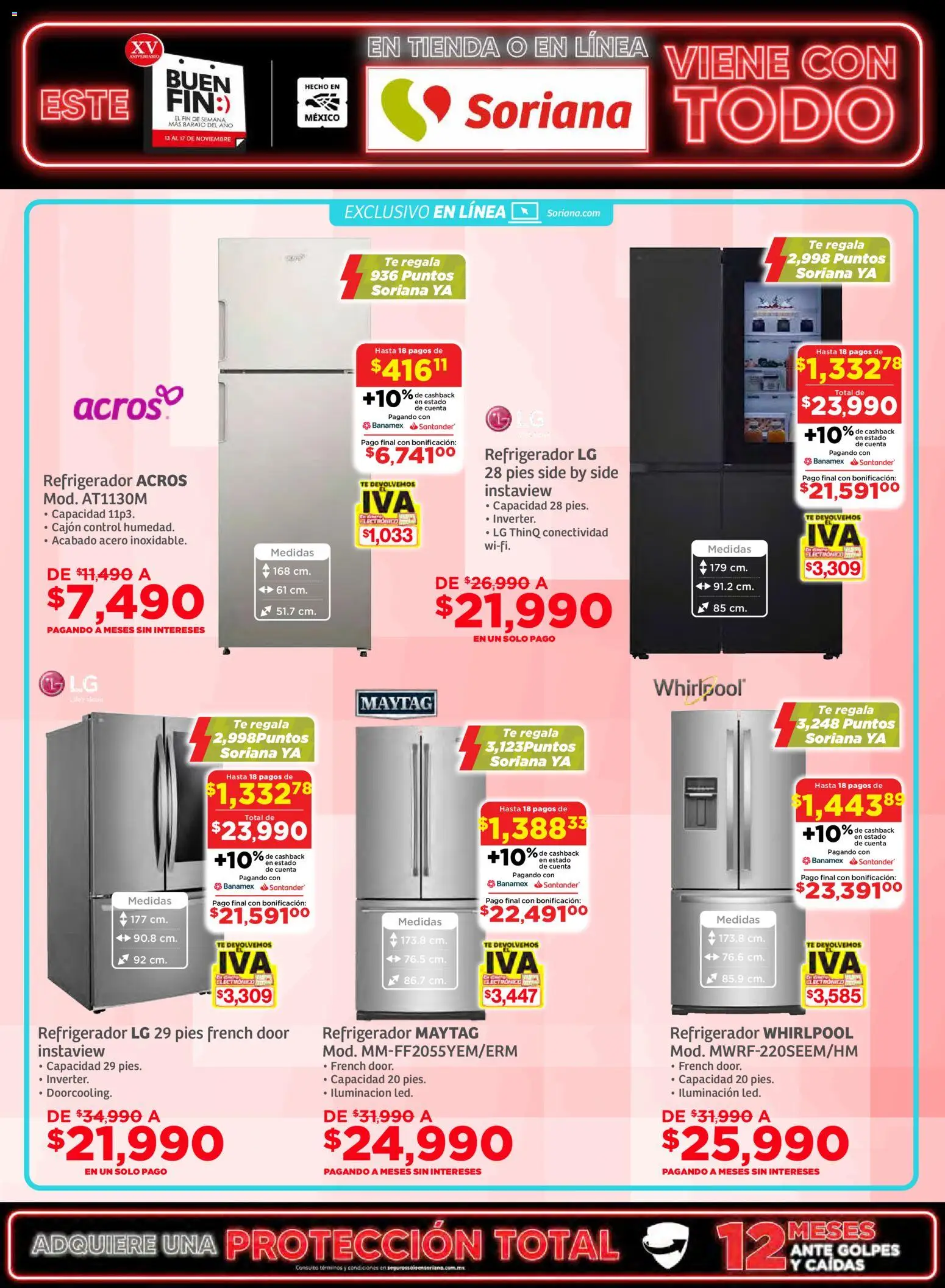 Nuevas ofertas de Soriana válidas en toda la República Mexicana desde el 13.11.2025. ¡Encuentra las mejores ofertas en Soriana Buen Fin ! | Página: 19 | Productos: Refrigerador, Té