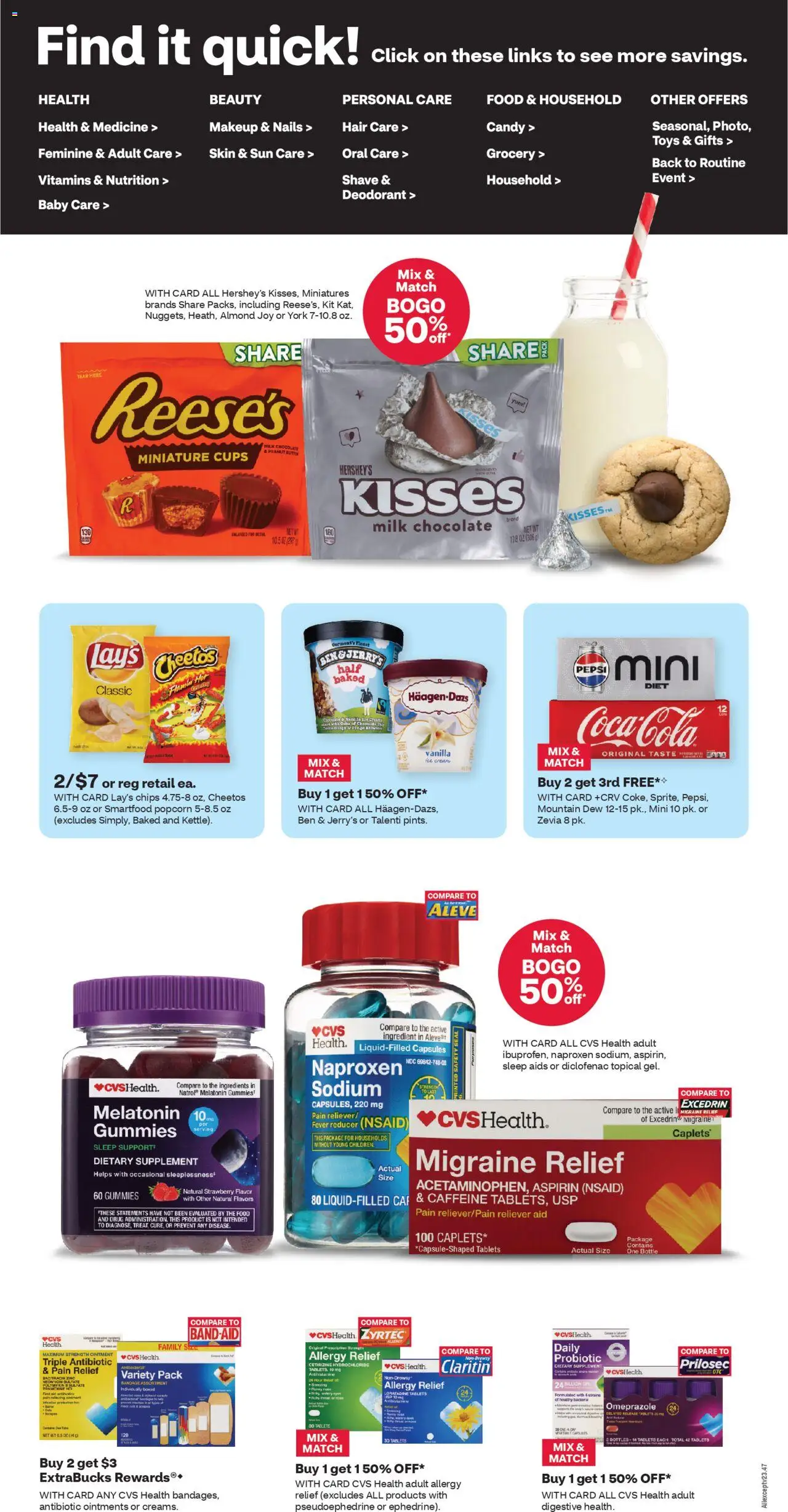 CVS Pharmacy Weekly Ad - KS - valid from 03.08.2025 | Page: 3 | Products: Zinc, Milk, Ice cream, Chocolate Chip
