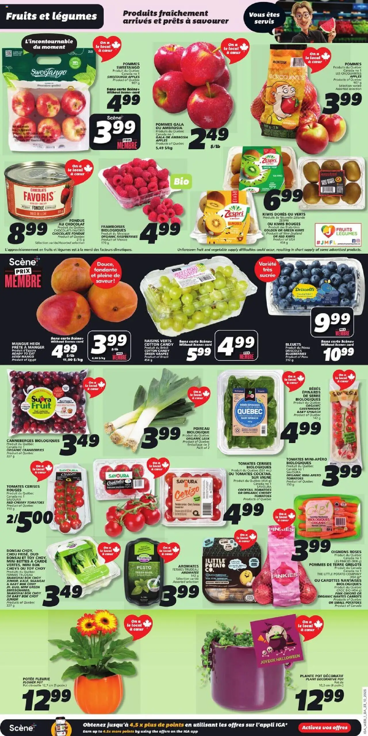 IGA flyer valid from 23.10.2025 | Page: 3 | Products: Potatoes, Chocolate, Apples, Tomatoes